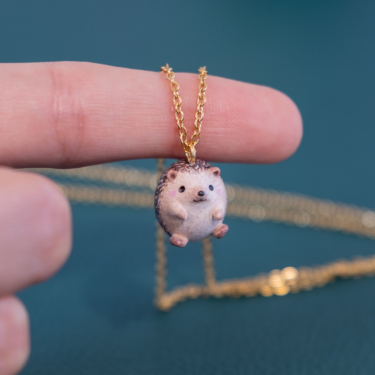 Tiny Hedgehog Necklace in Polymer Clay