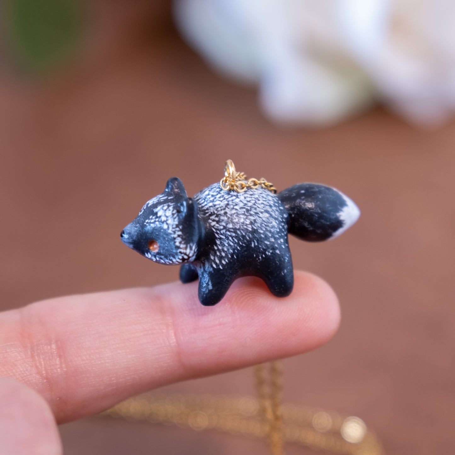 Black Fox Necklace in Polymer Clay