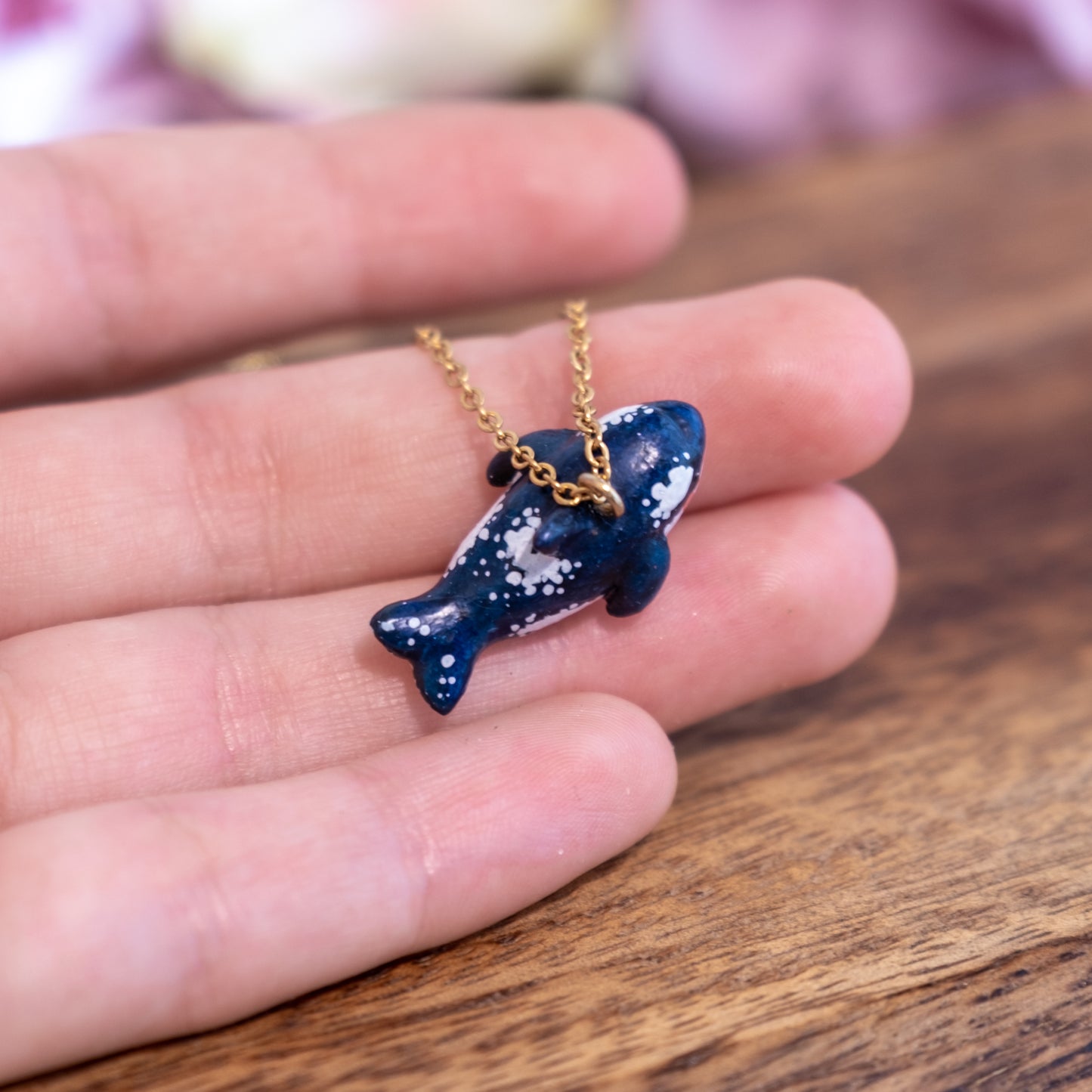 Tiny Orca Necklace in Polymer Clay
