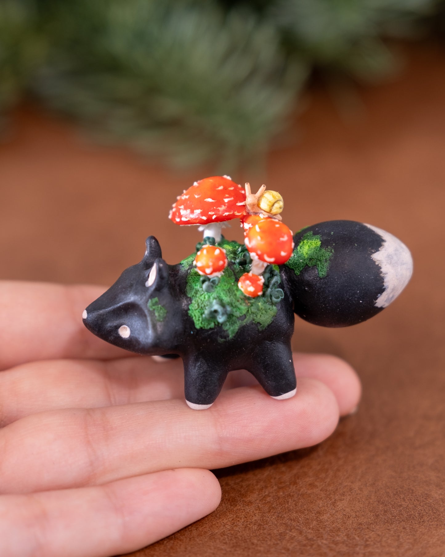 Mushroom Fox Figurine in Polymer Clay (3)