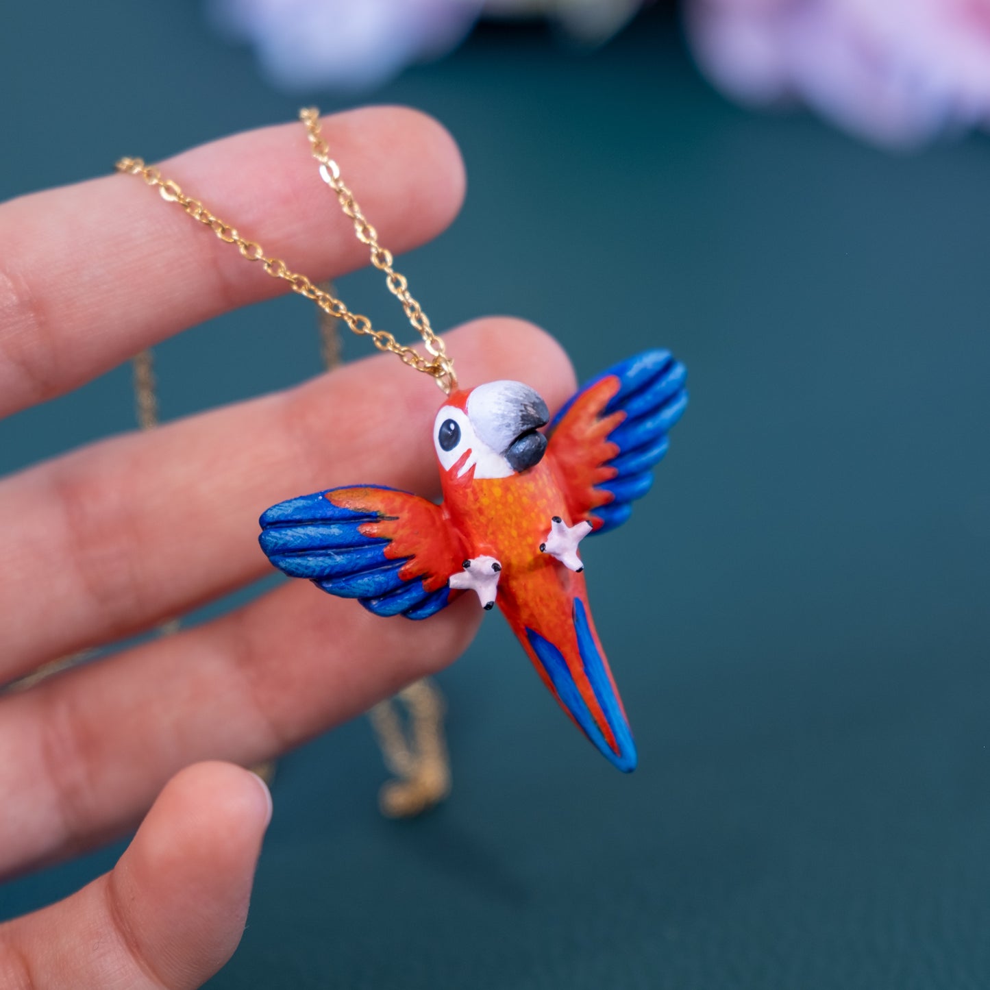 Parrot Necklace in Polymer Clay