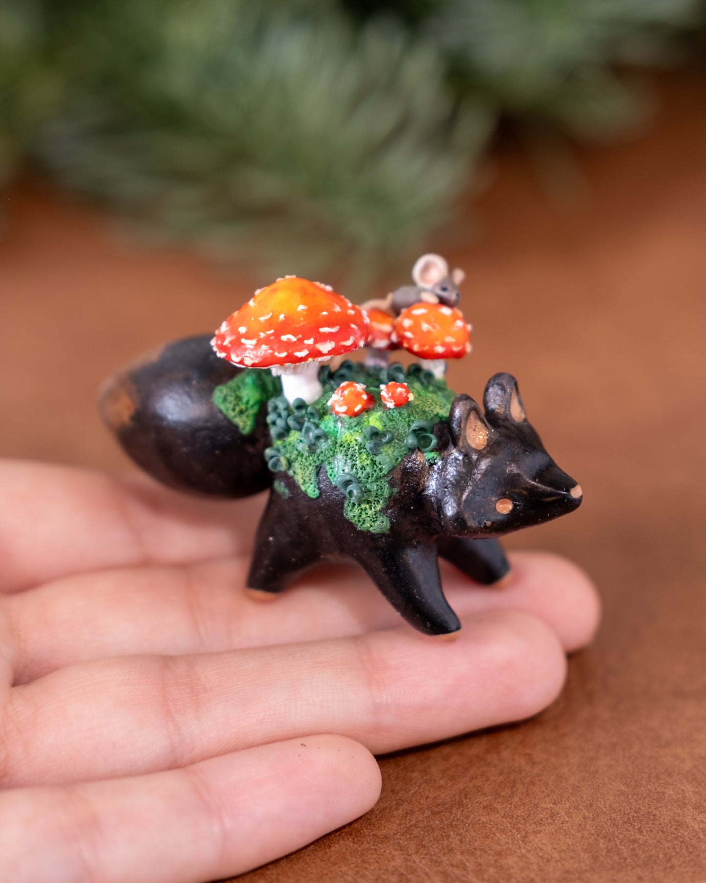 Mushroom Fox Figurine in Polymer Clay (6)
