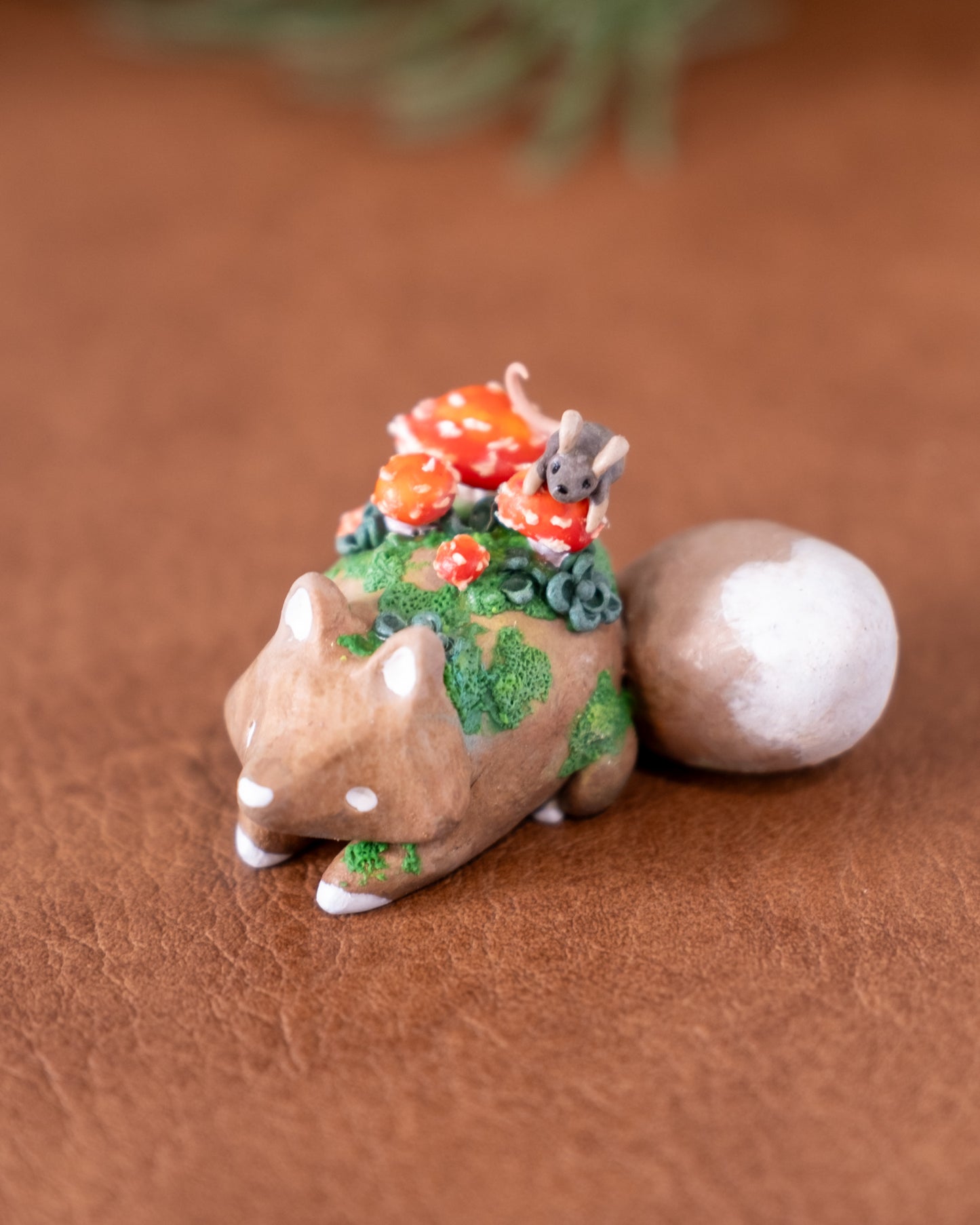 Mushroom Fox Figurine in Polymer Clay (2)