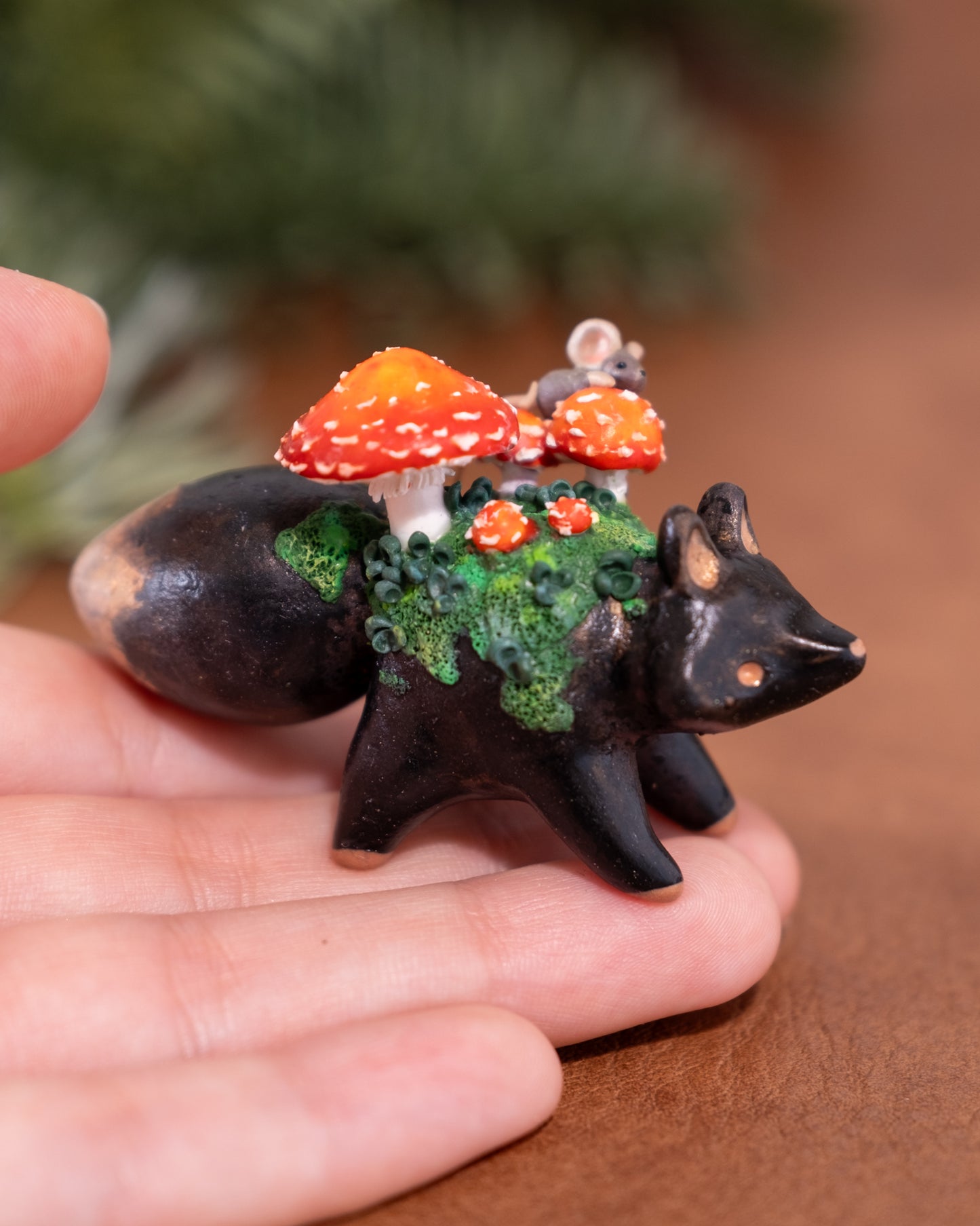 Mushroom Fox Figurine in Polymer Clay (6)