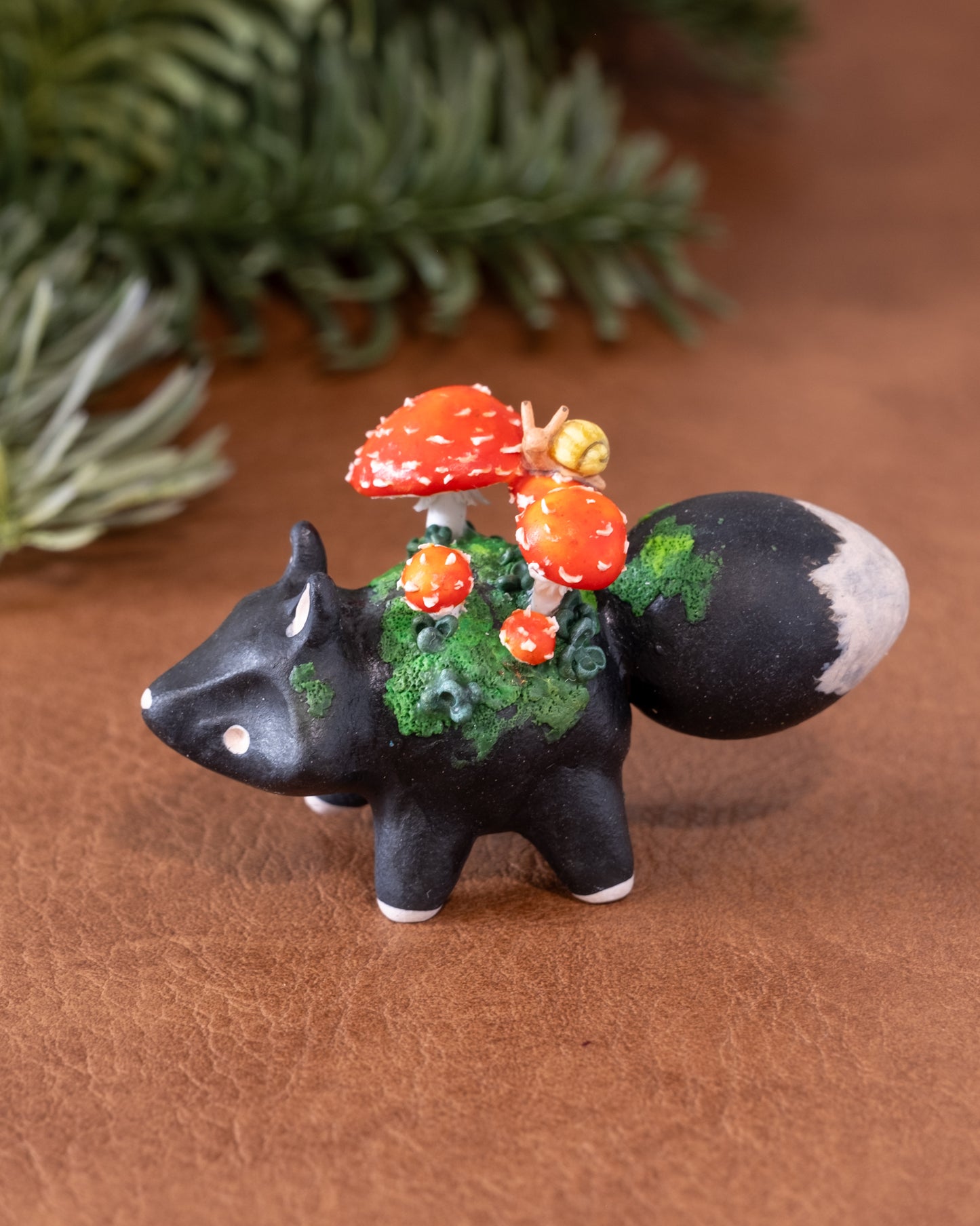 Mushroom Fox Figurine in Polymer Clay (3)