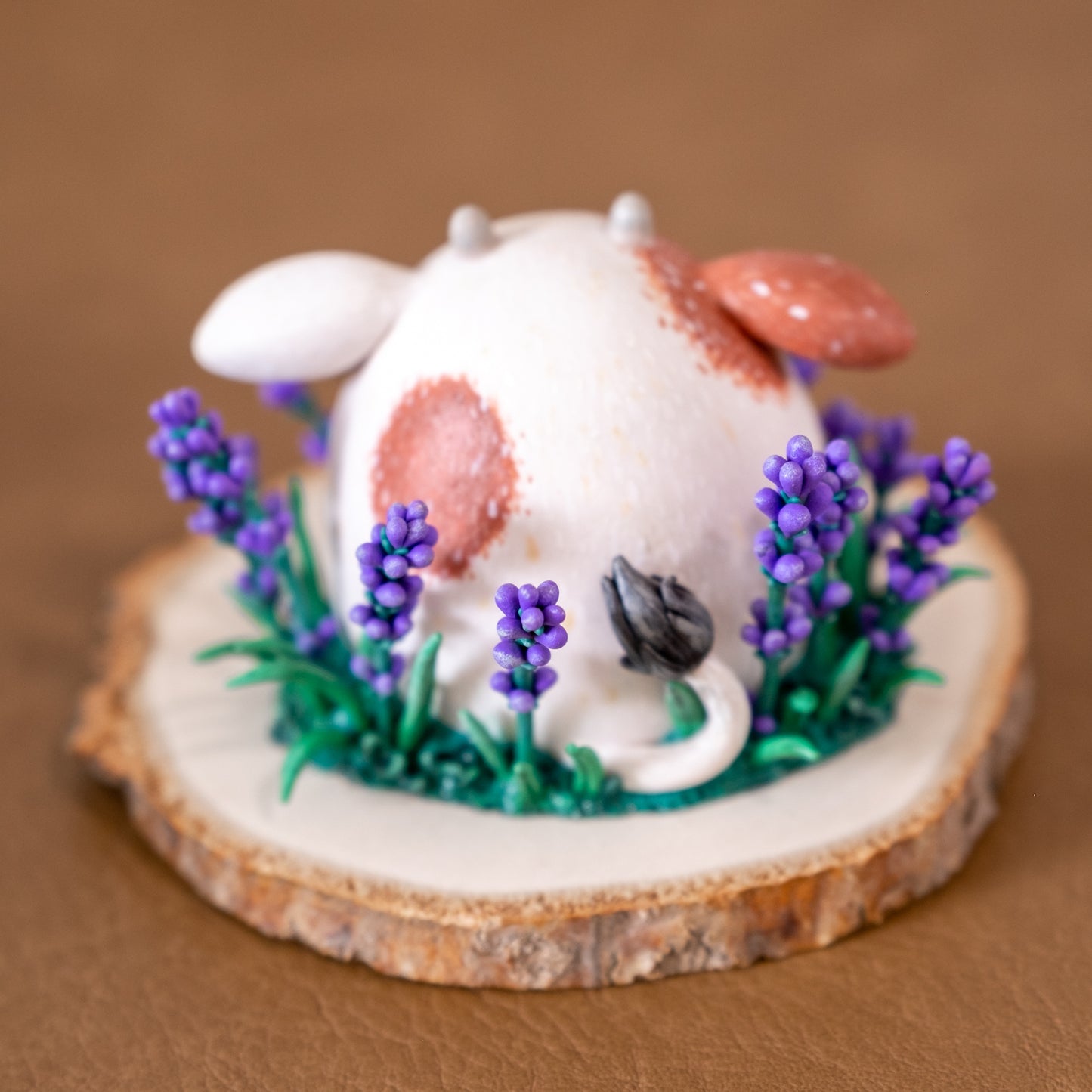 Lavender Cow Figurine in Polymer Clay