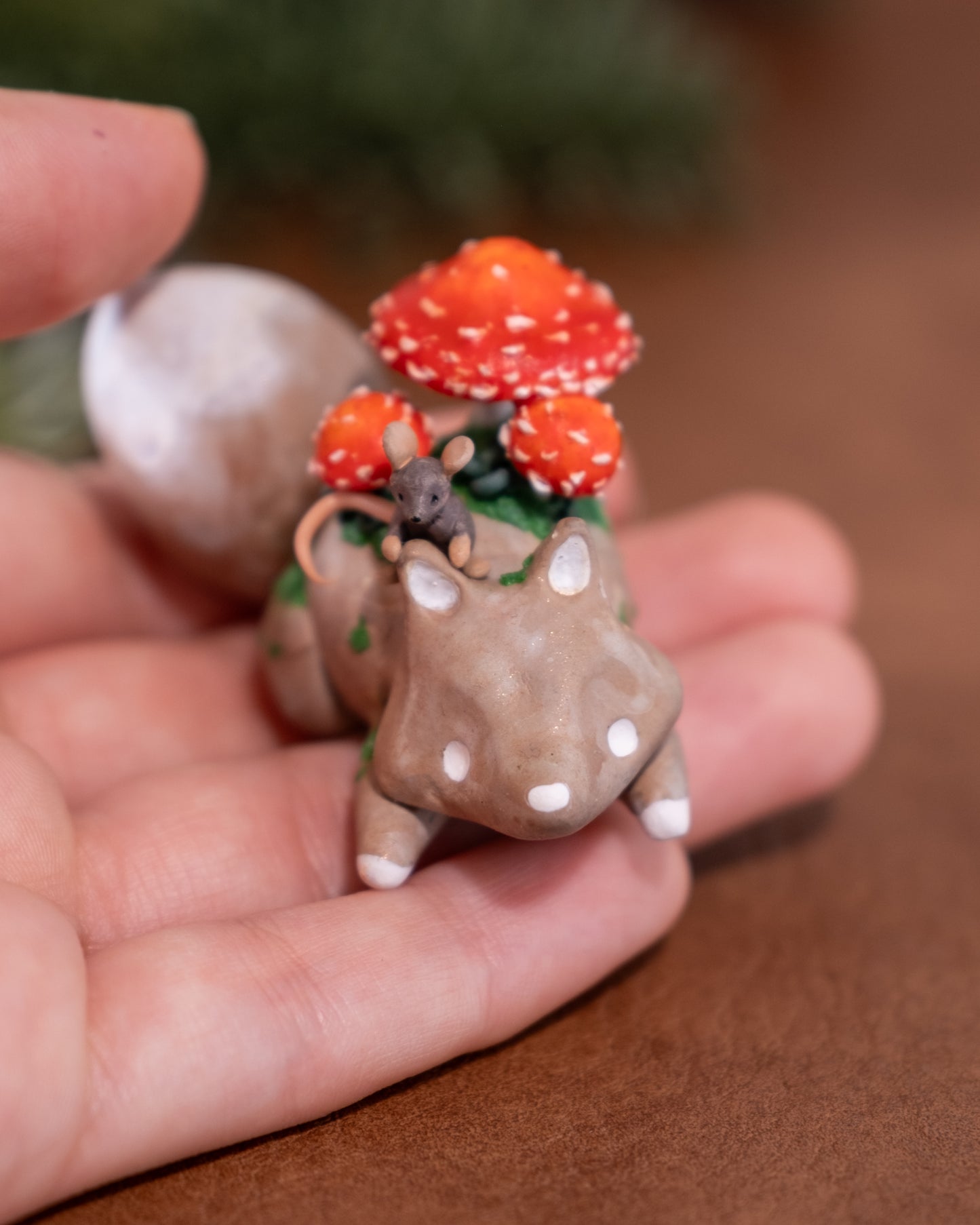 Mushroom Fox Figurine in Polymer Clay (5)