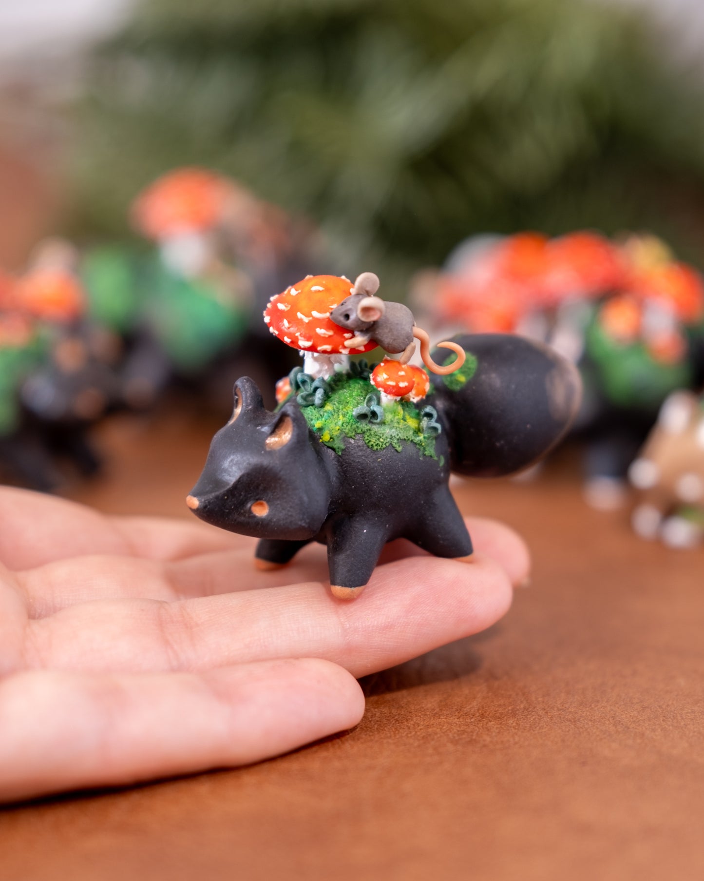 Mushroom Fox Figurine in Polymer Clay (4)