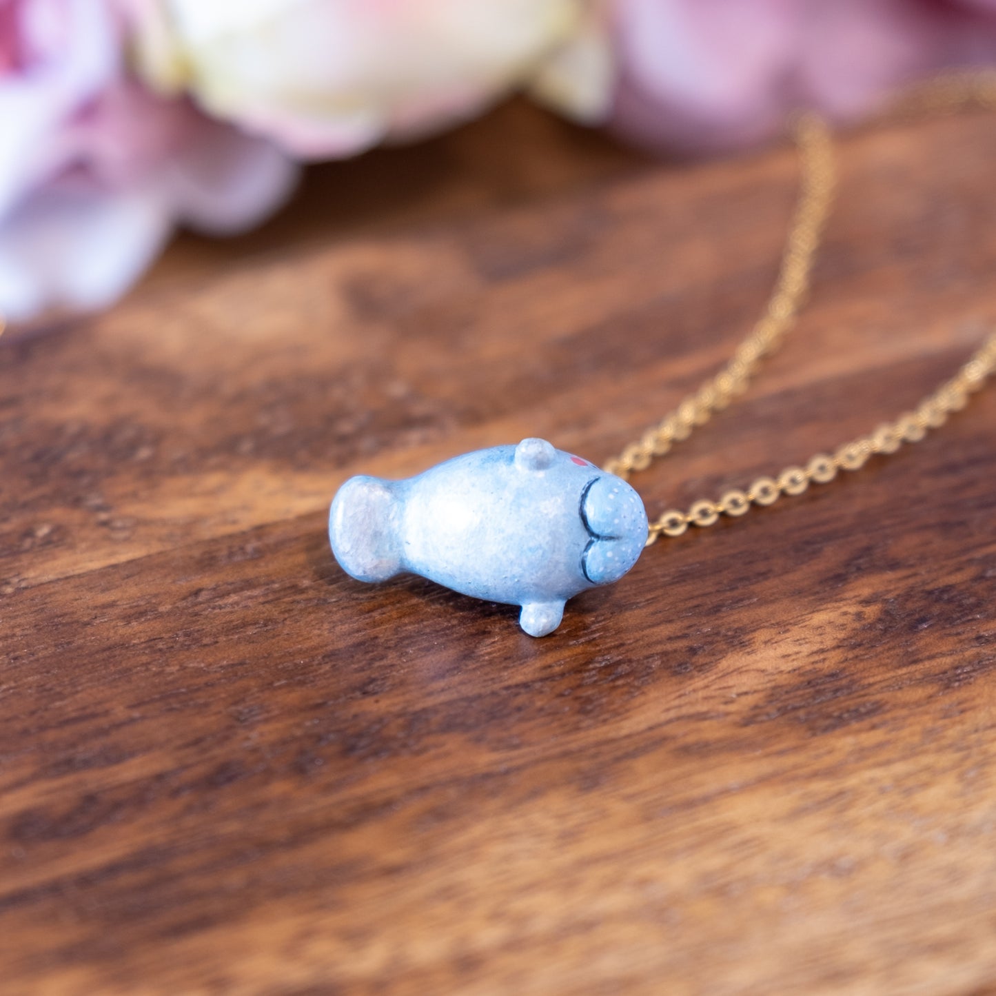 Tiny Lamantin Necklace in Polymer Clay