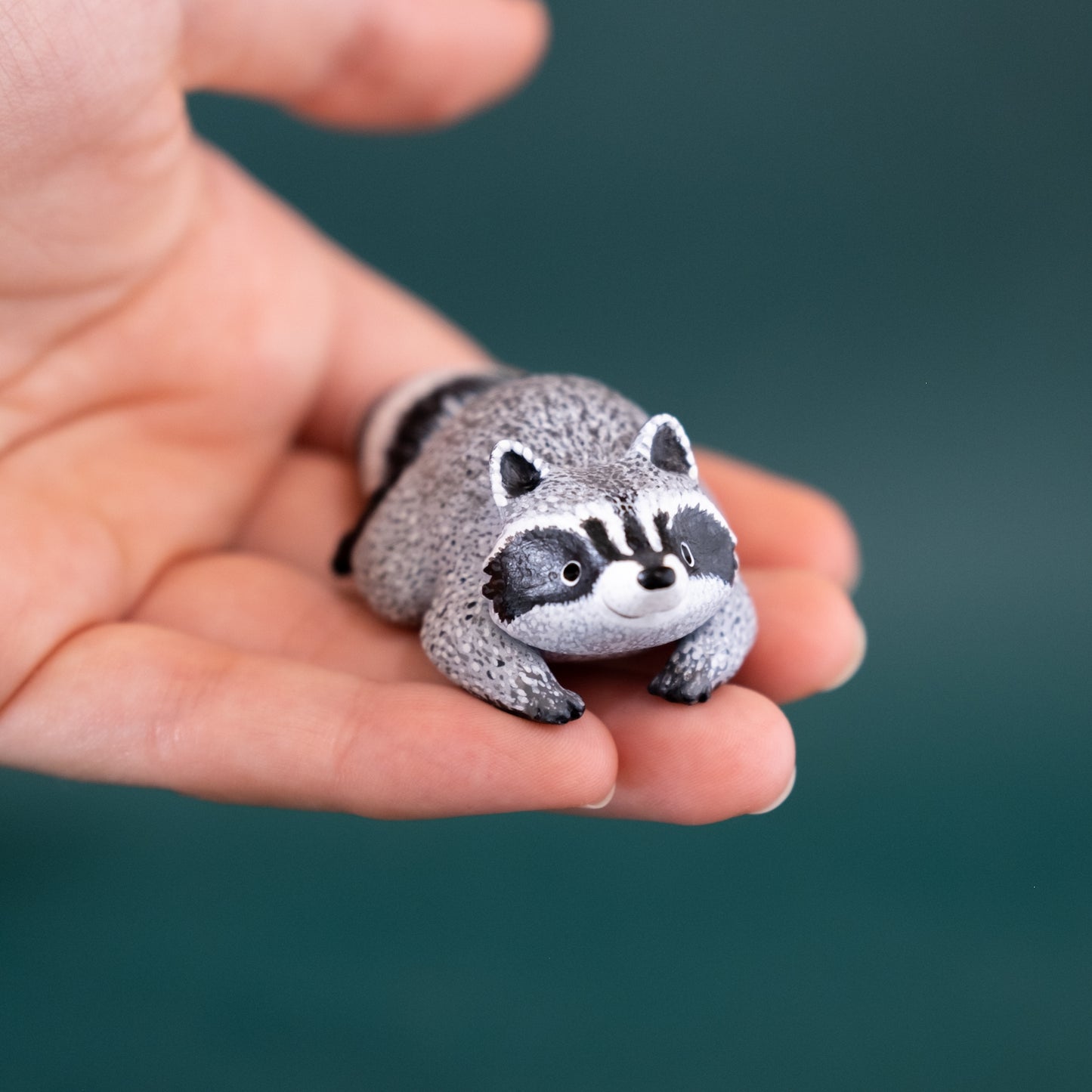Raccoon Figurine in Polymer Clay
