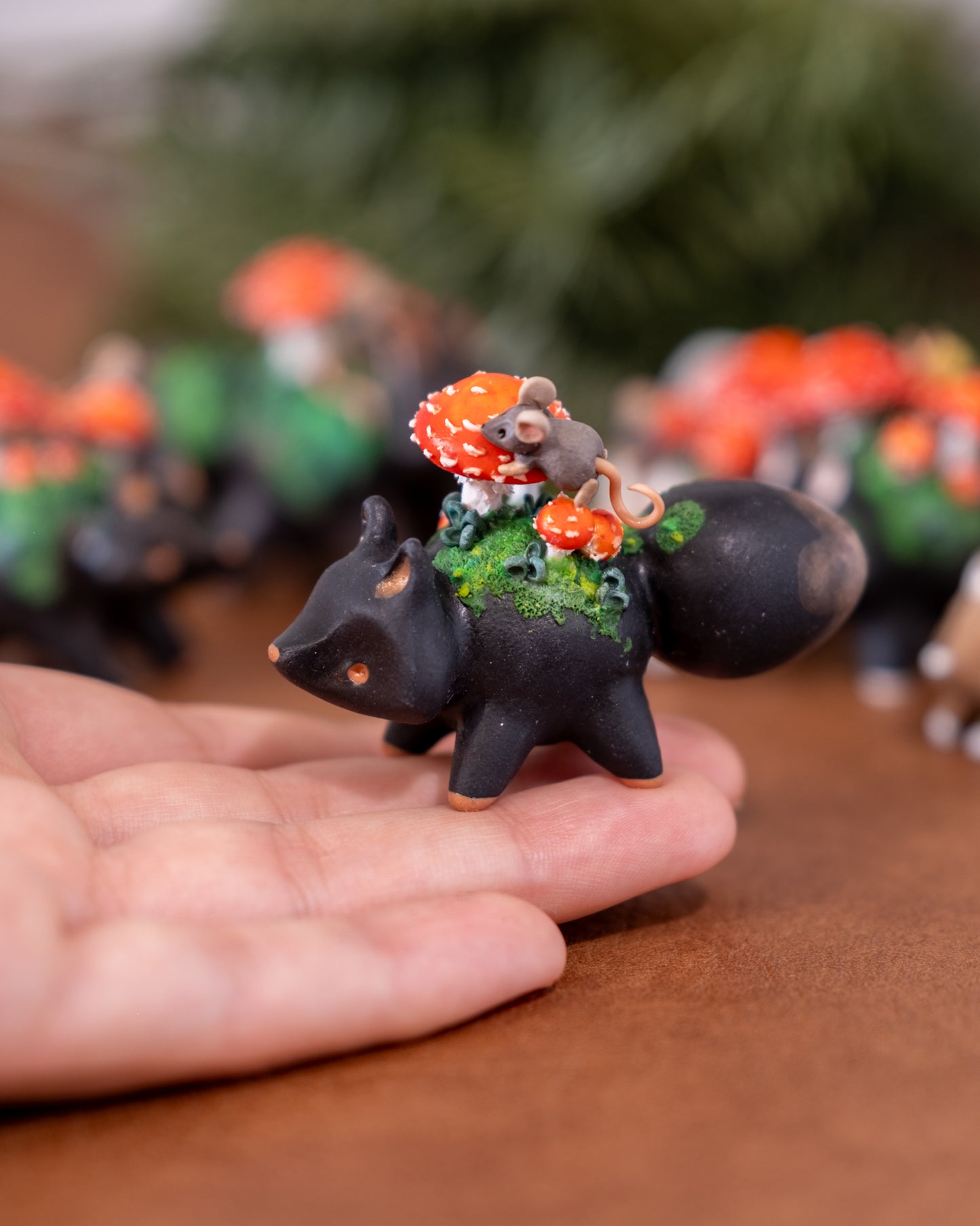 Mushroom Fox Figurine in Polymer Clay (4)