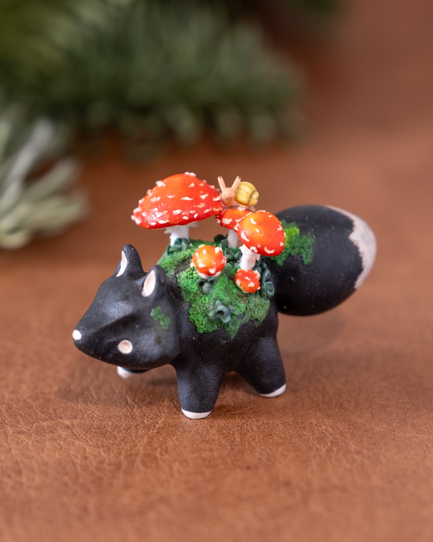 Mushroom Fox Figurine in Polymer Clay (3)
