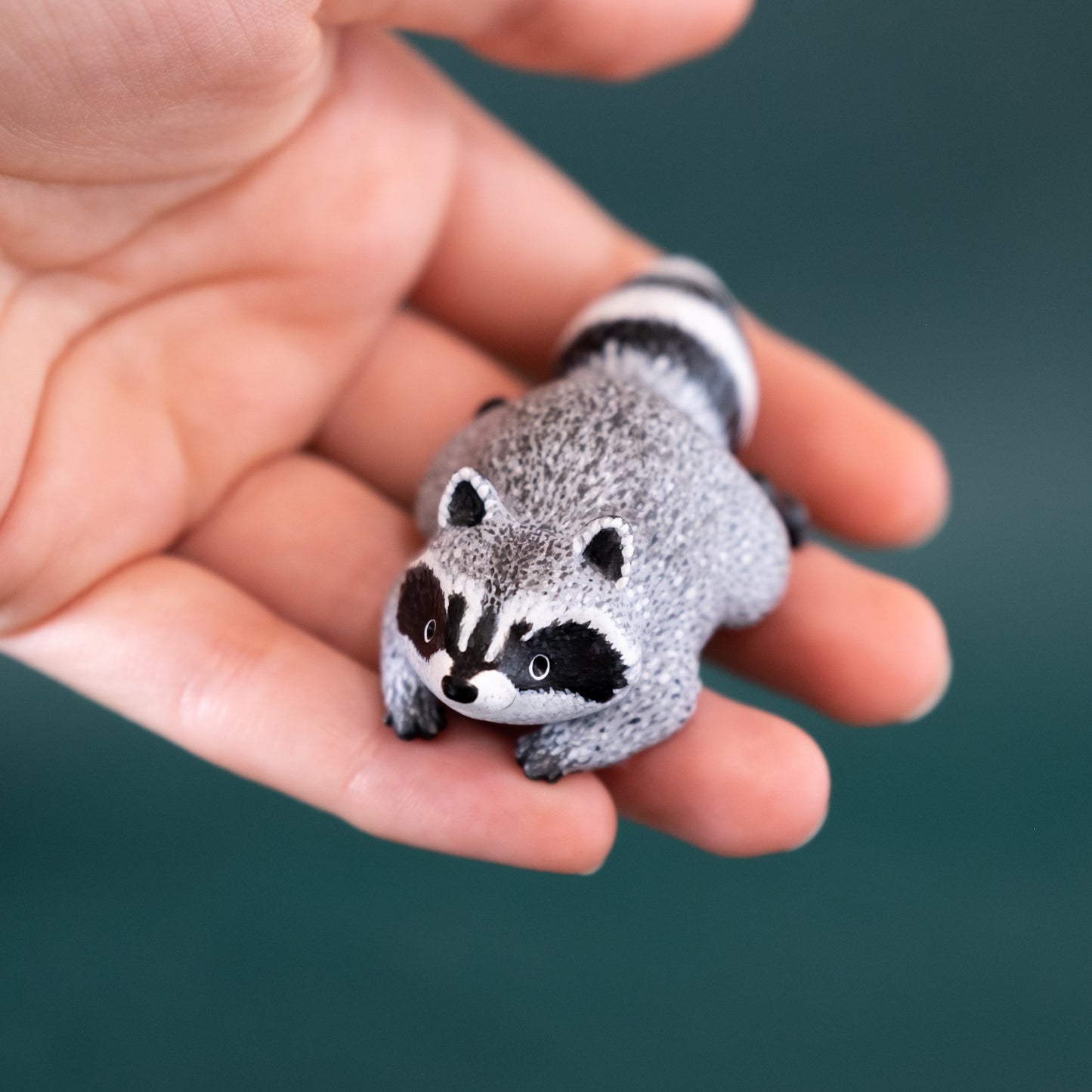Raccoon Figurine in Polymer Clay
