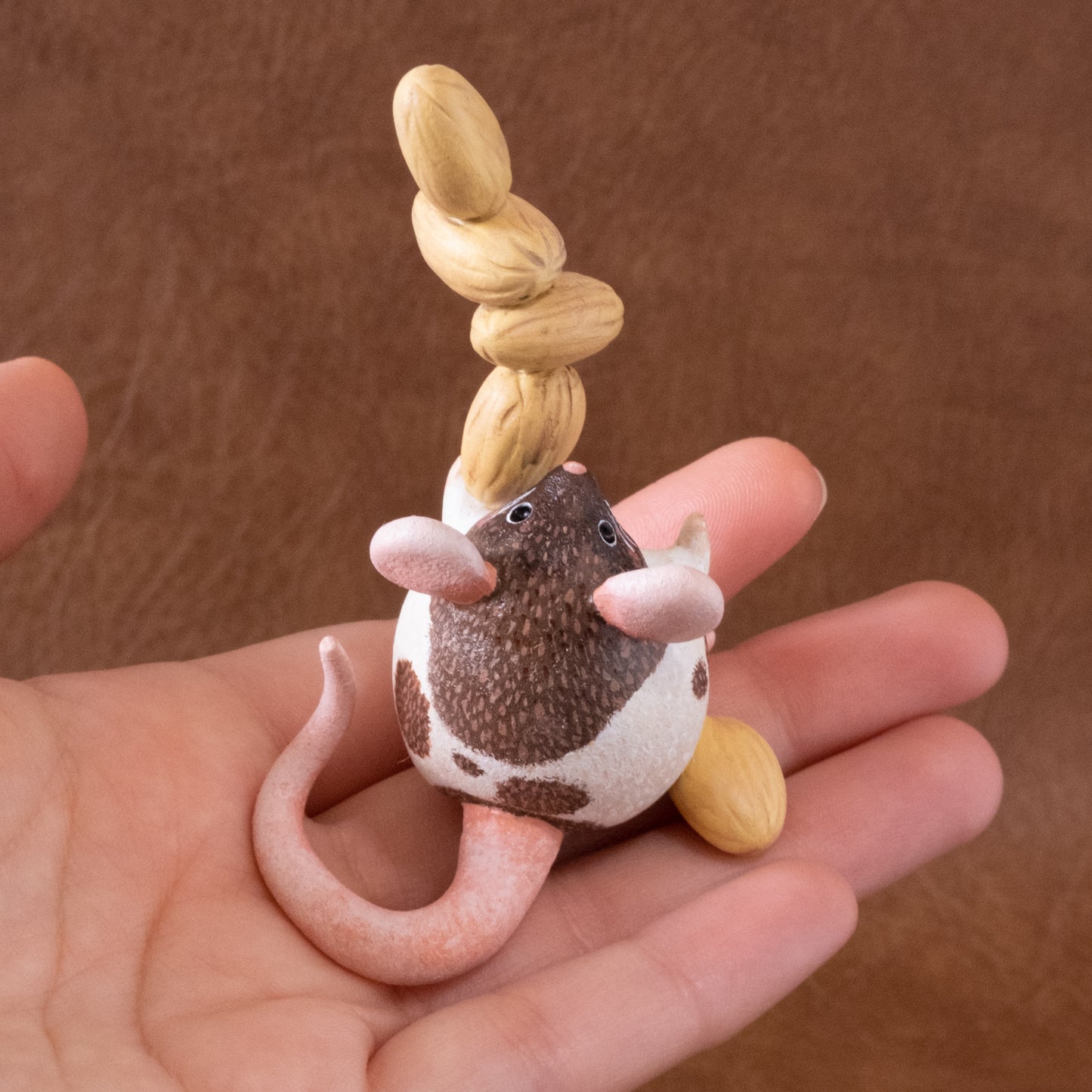 Almond Mouse Figurine in Polymer Clay