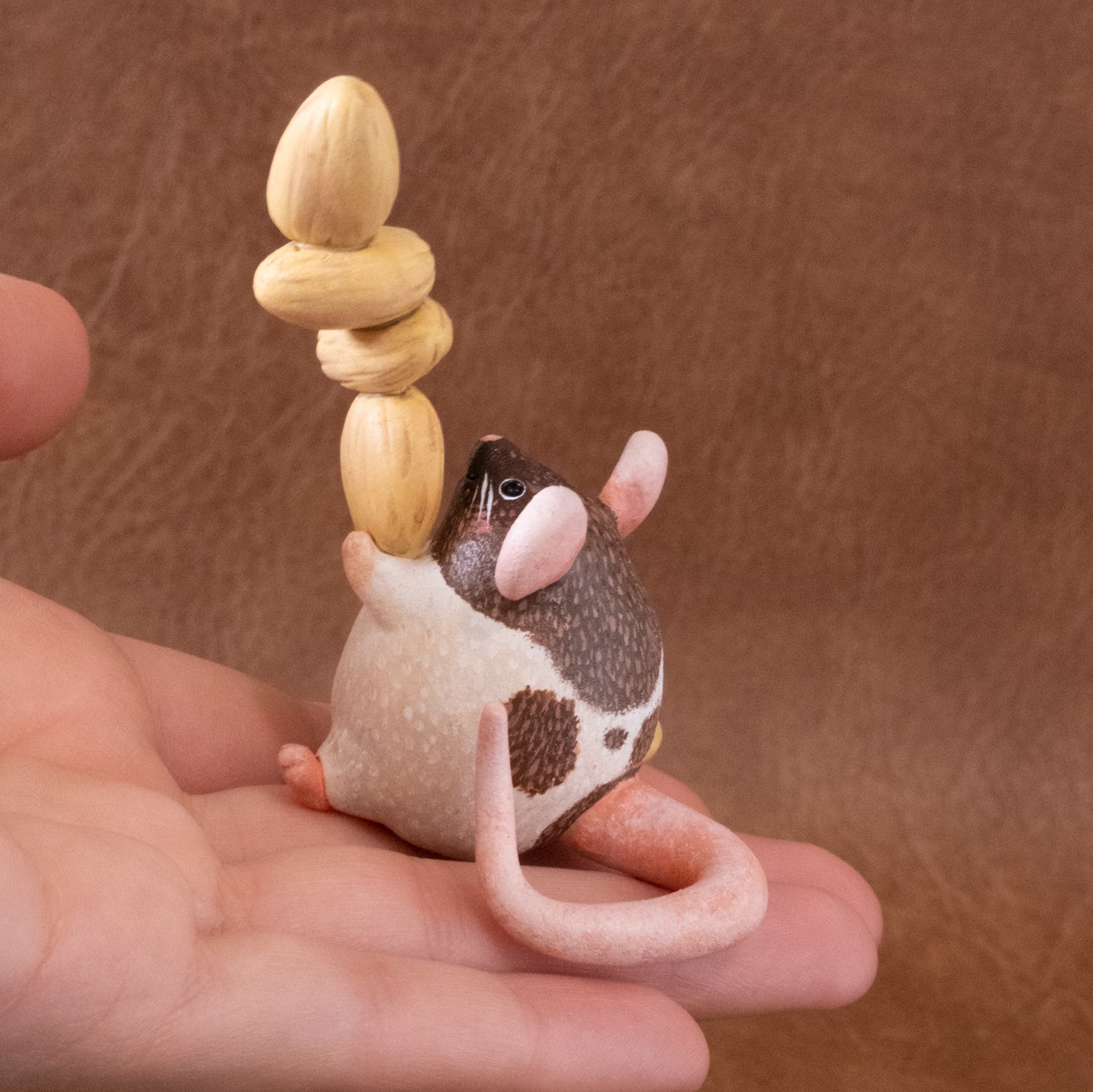 Almond Mouse Figurine in Polymer Clay