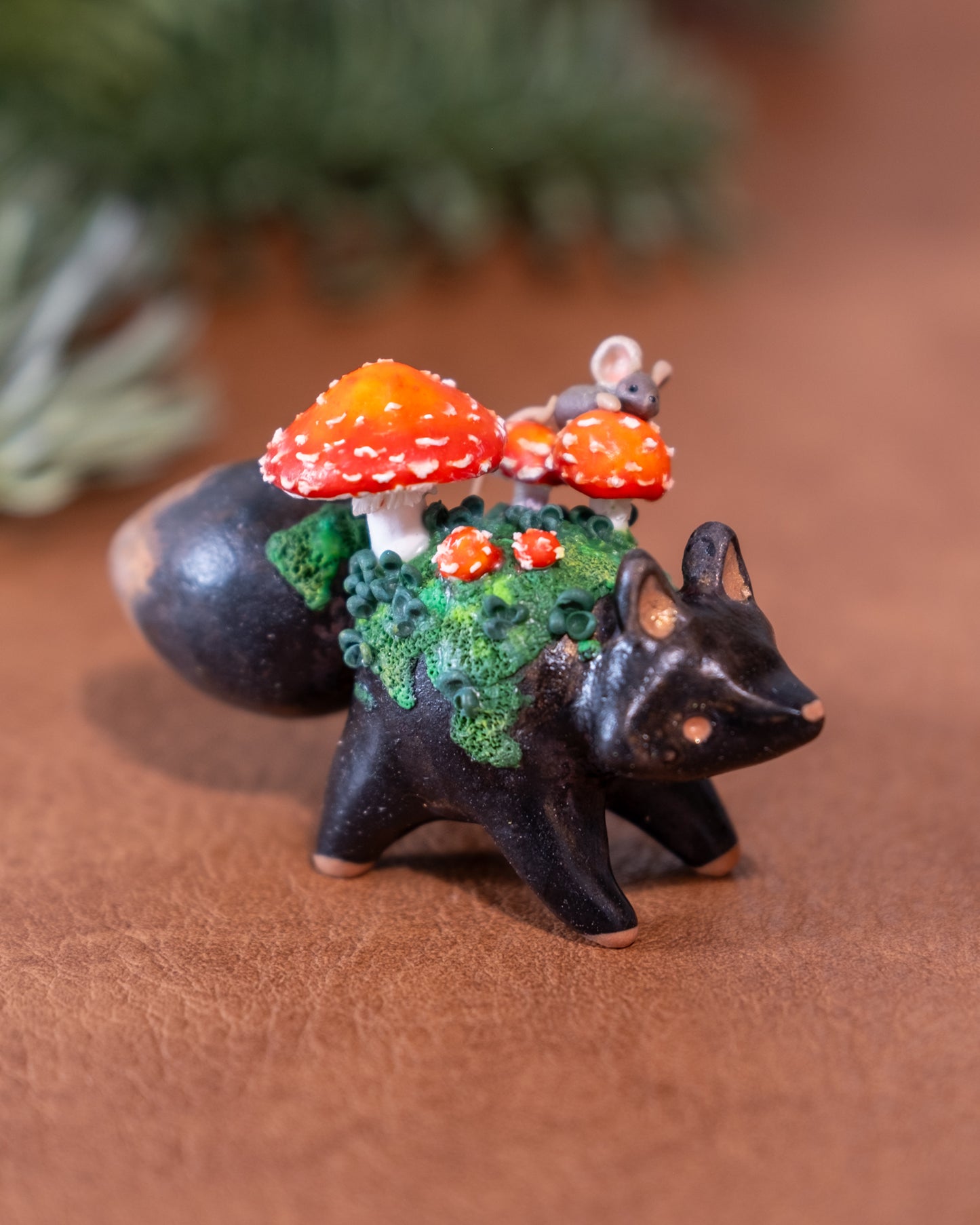 Mushroom Fox Figurine in Polymer Clay (6)