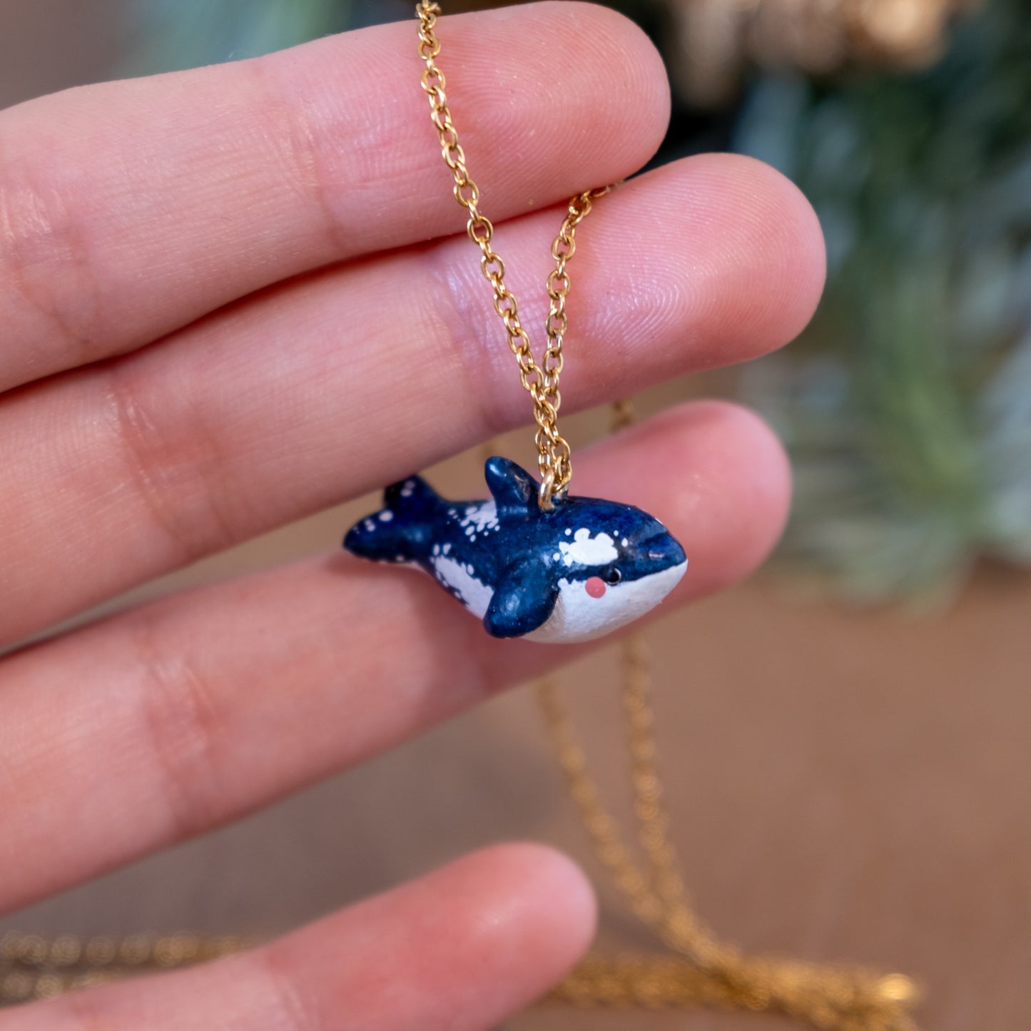 Tiny Orca Necklace in Polymer Clay