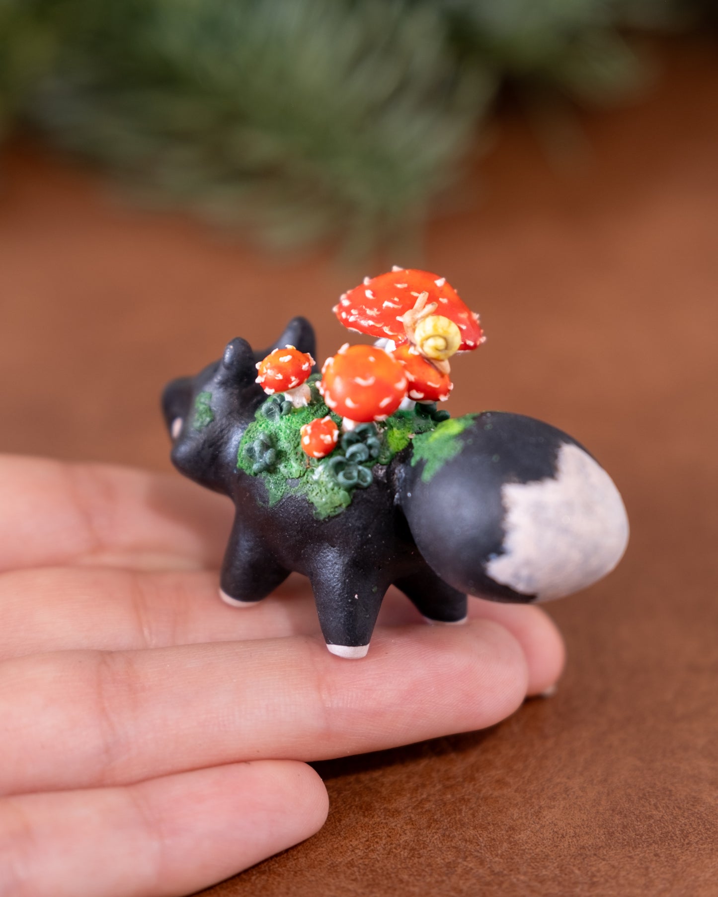 Mushroom Fox Figurine in Polymer Clay (3)