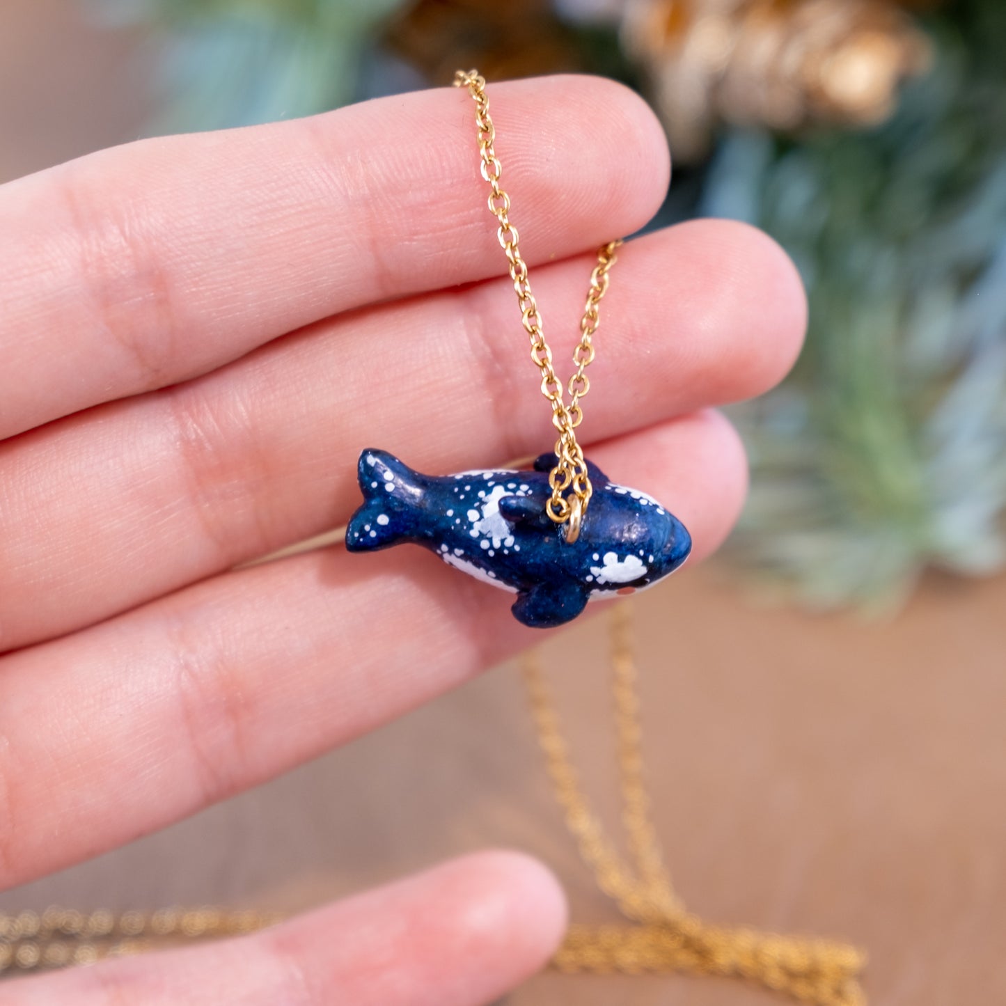 Tiny Orca Necklace in Polymer Clay