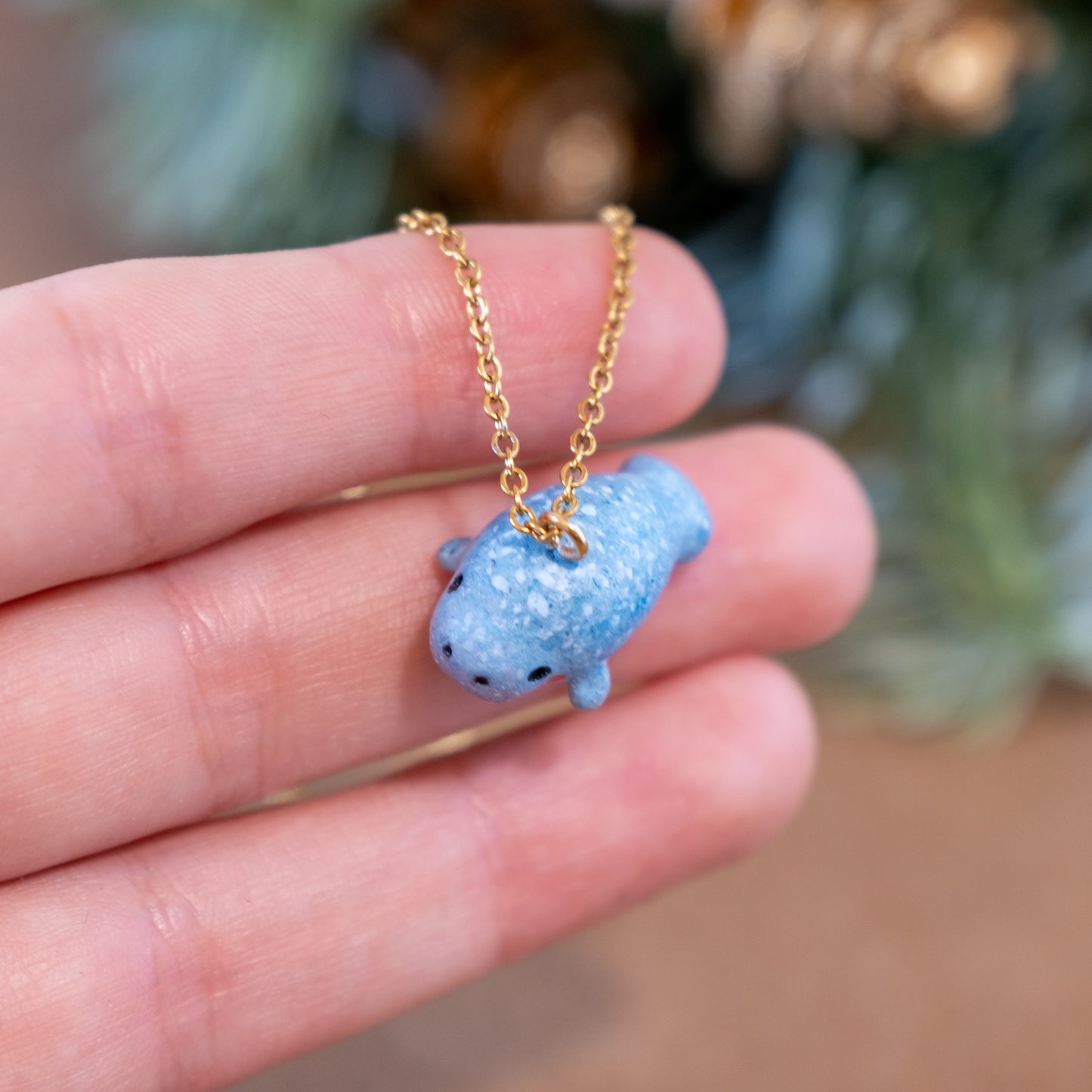 Tiny Lamantin Necklace in Polymer Clay