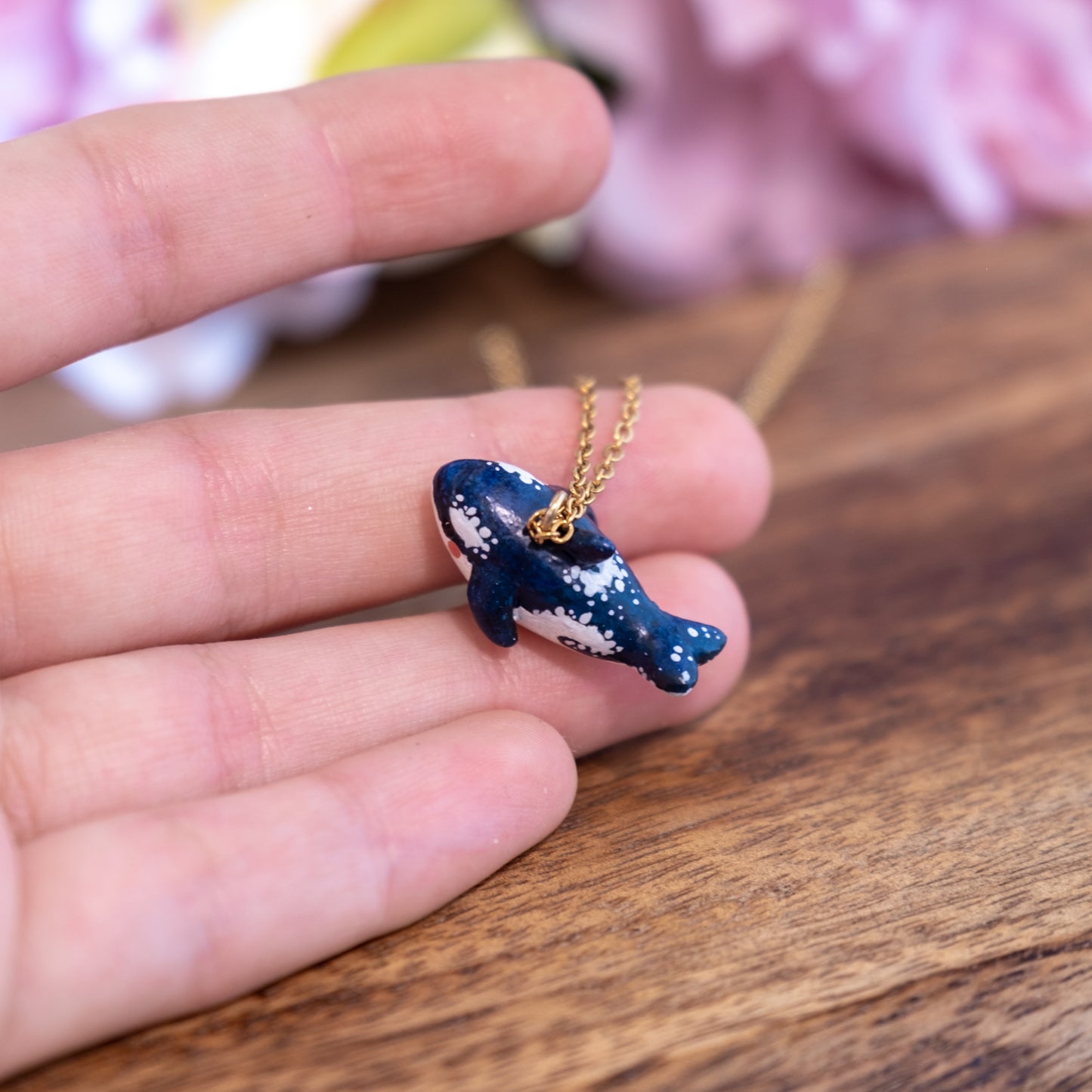 Tiny Orca Necklace in Polymer Clay