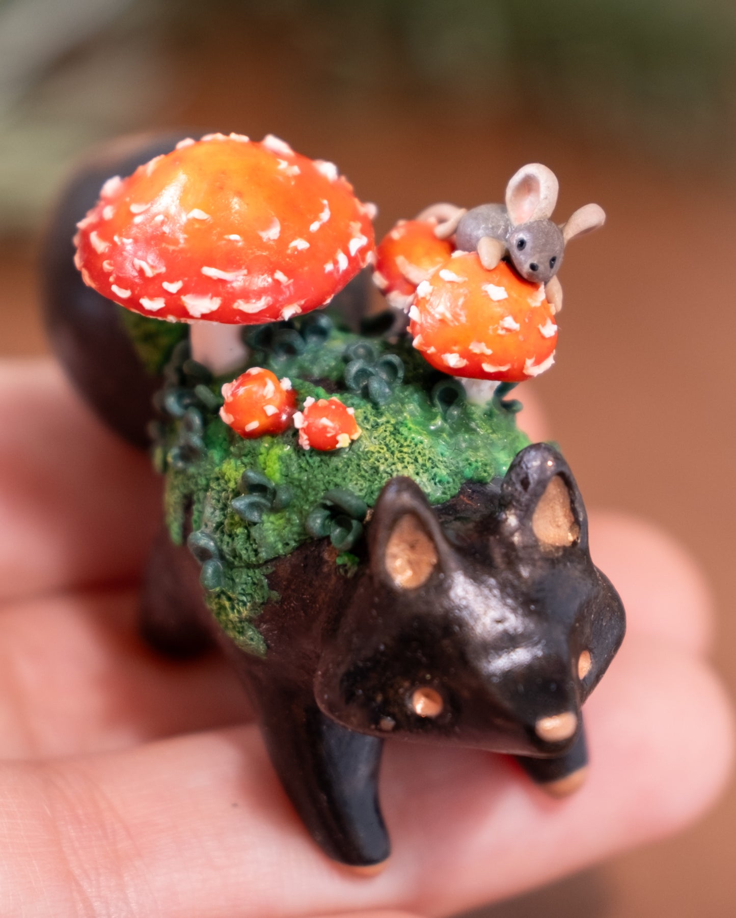 Mushroom Fox Figurine in Polymer Clay (6)