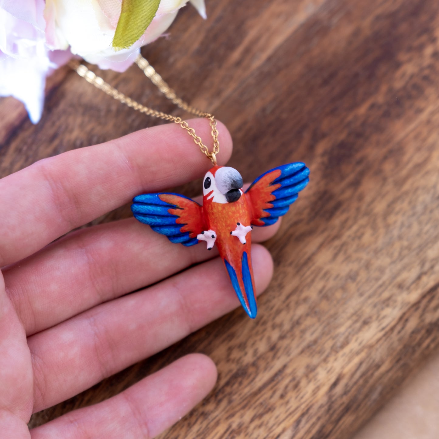 Parrot Necklace in Polymer Clay