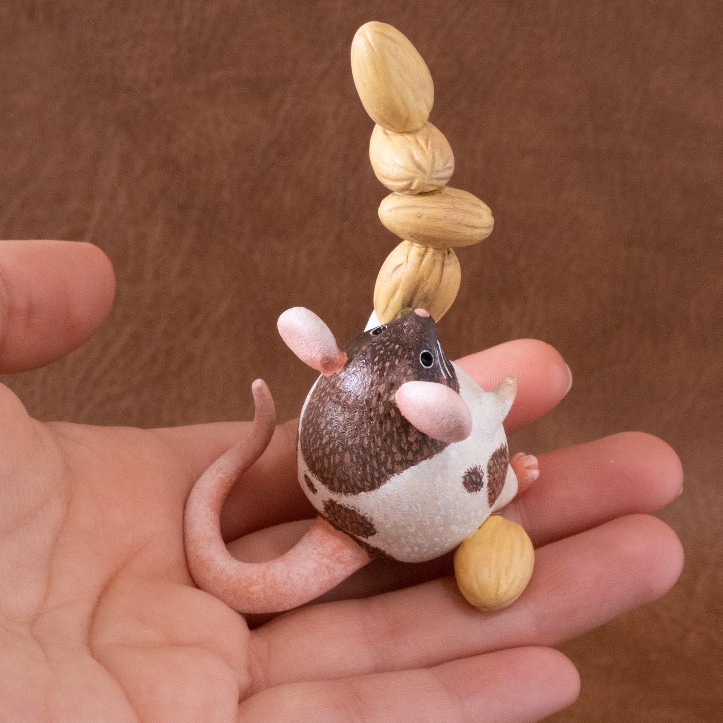 Almond Mouse Figurine in Polymer Clay