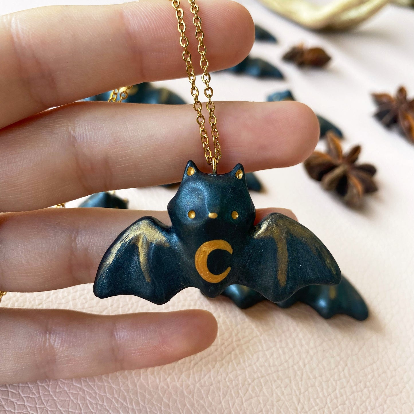 Flying Fox Necklace in Polymer Clay