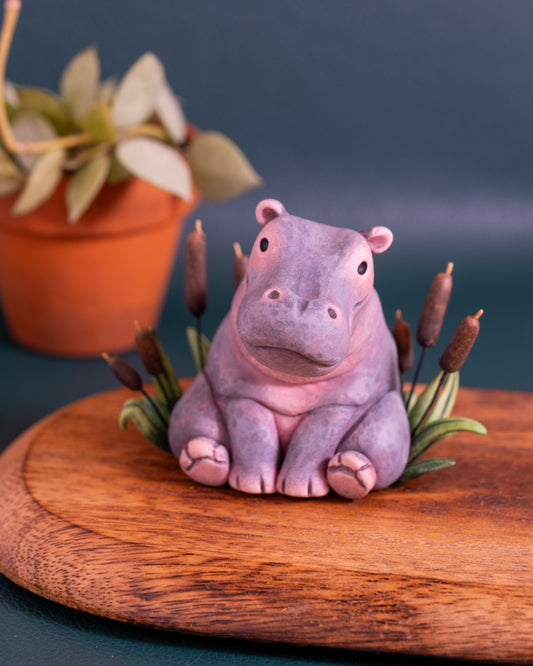 Hippopotamus Figurine in Polymer Clay