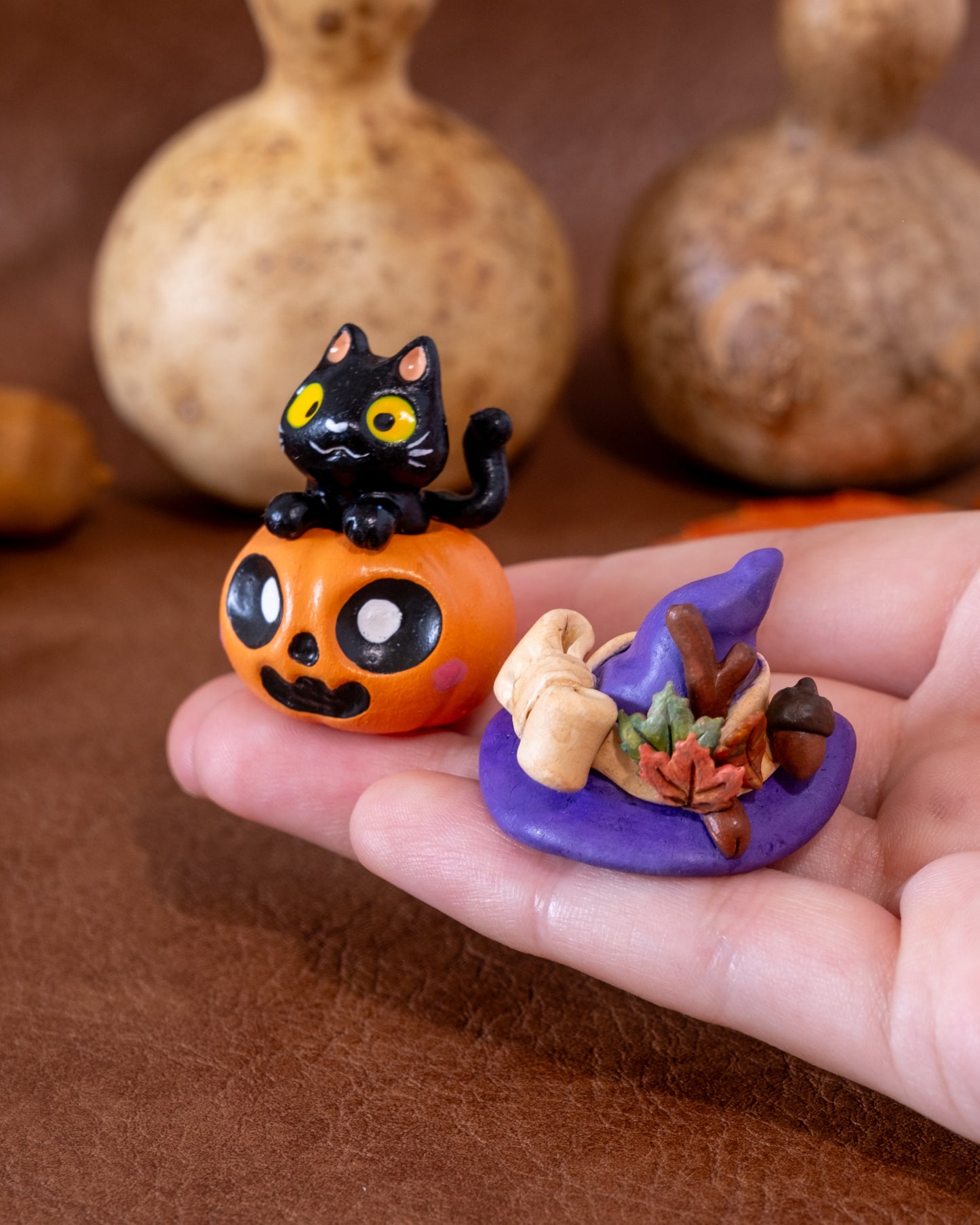 Witch Cat Figurine in Polymer Clay