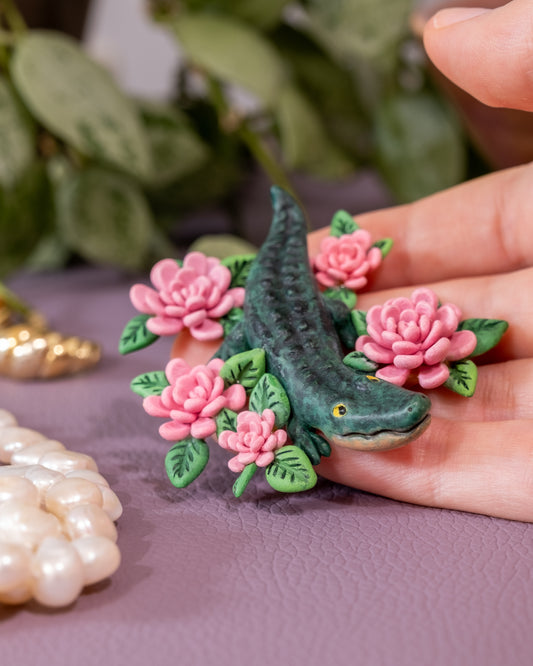 Crocodile Figurine in Polymer Clay