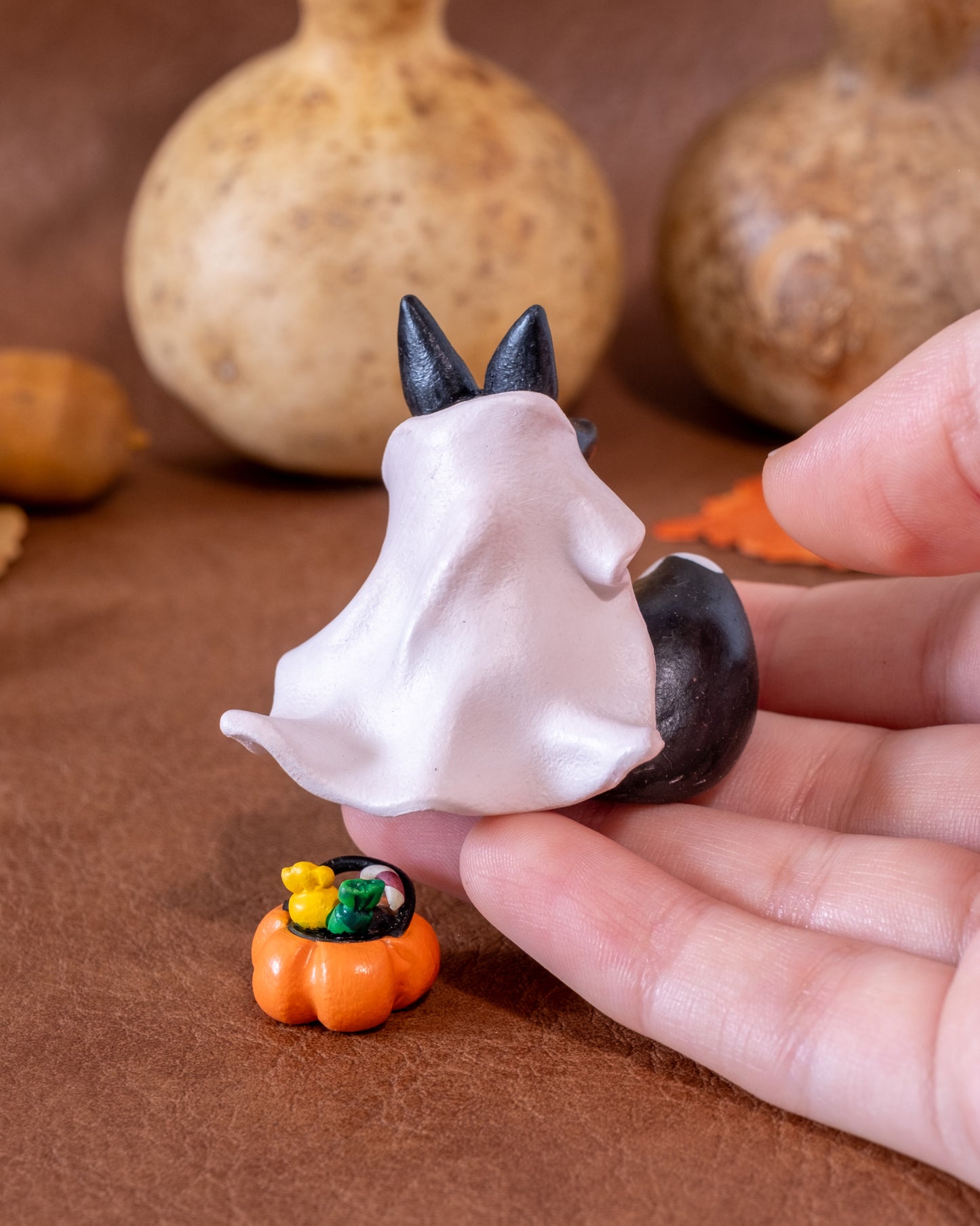 Ghost Fox Figurine in Polymer Clay