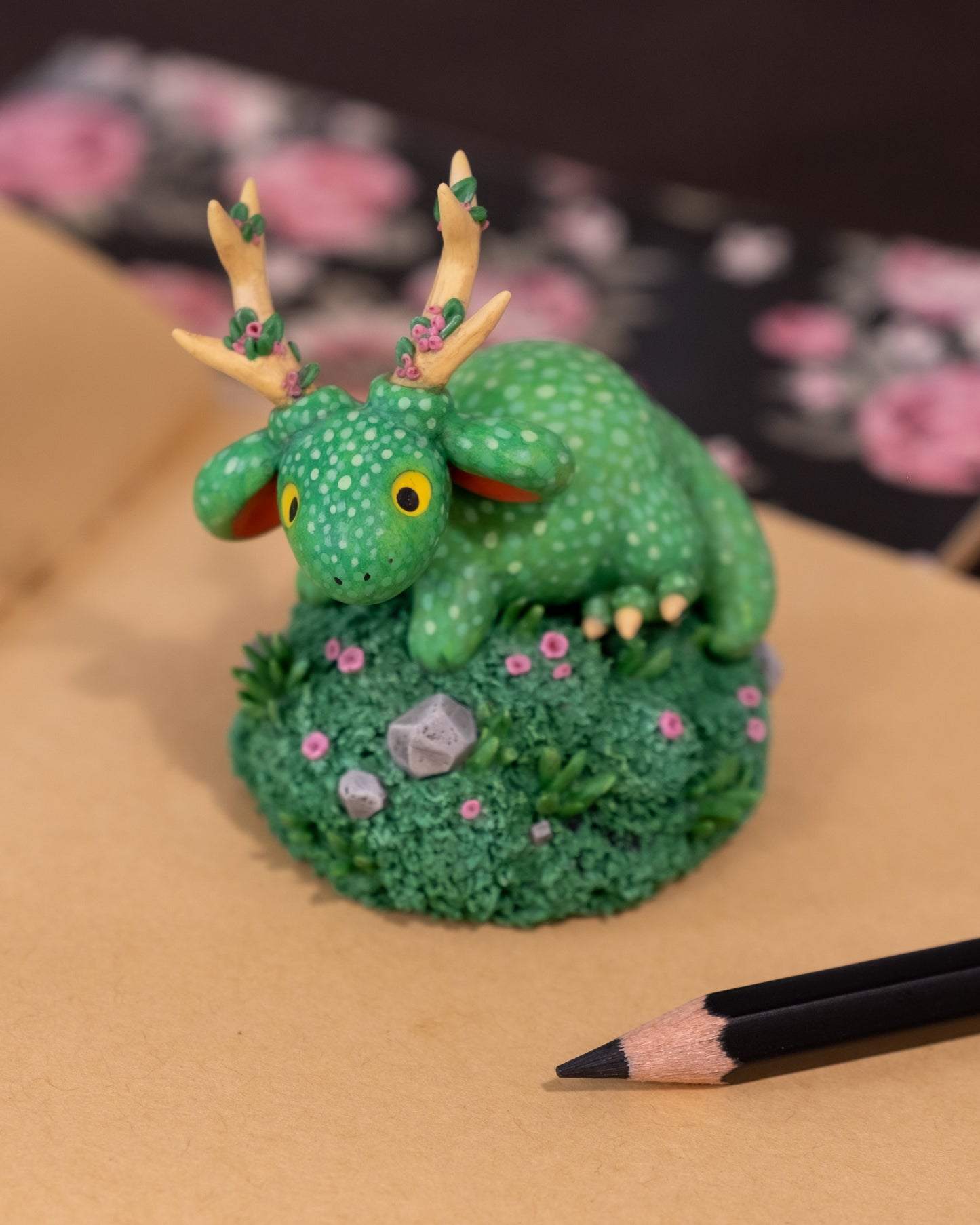 Green Dragon Figurine in Polymer Clay (1)