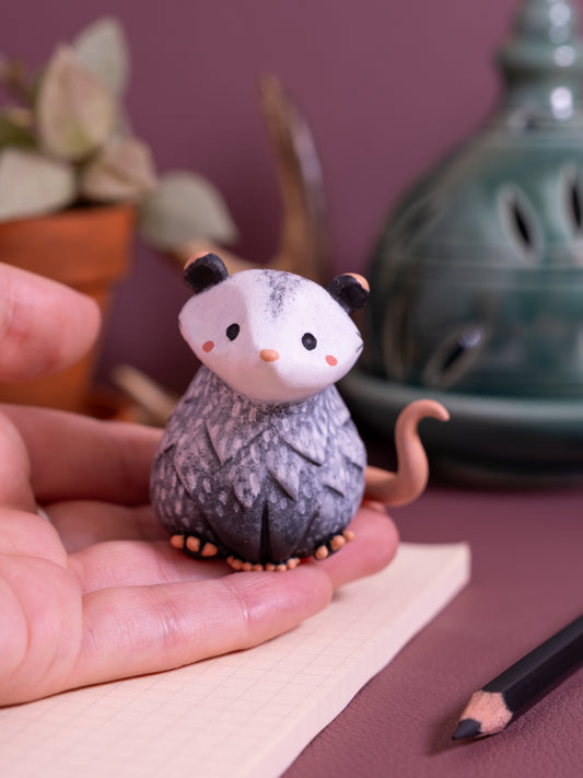Opossum Figurine in Polymer Clay