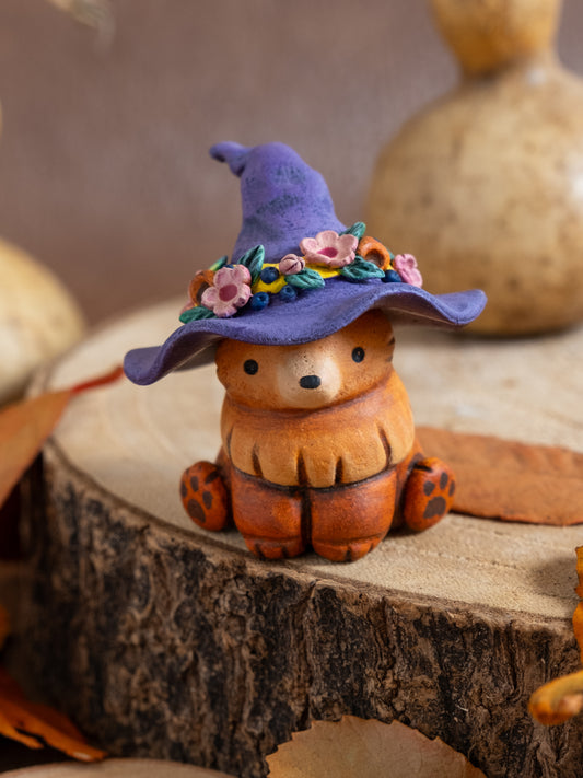 Witch Bear Figurine in Polymer Clay