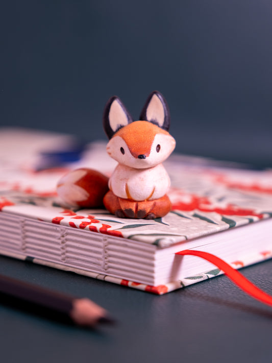 Orange Fox Figurine in Polymer Clay