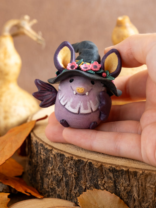 Witch Bat Figurine in Polymer Clay