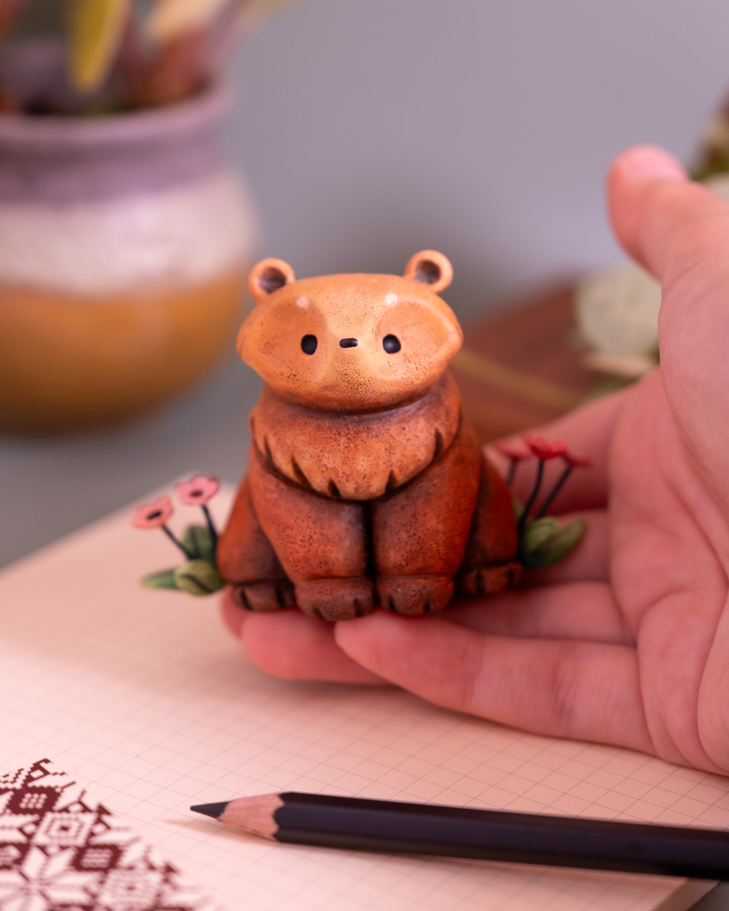 Brown Bear Figurine in Polymer Cla