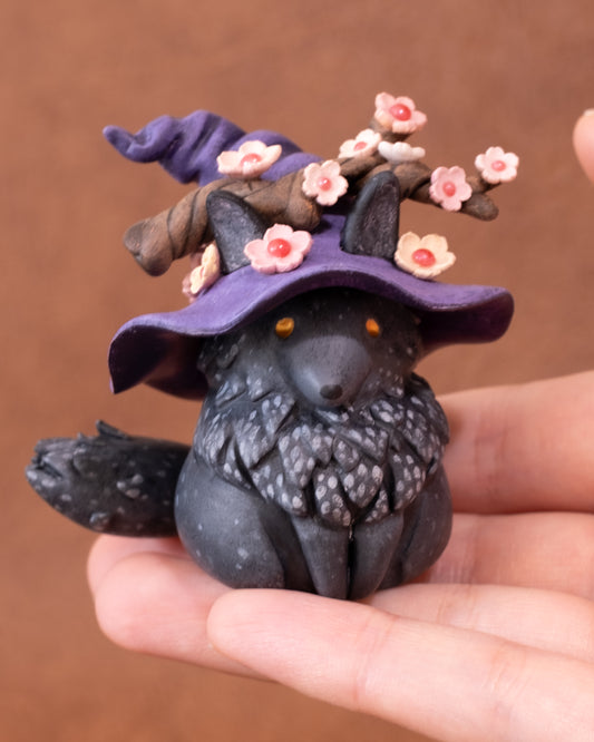 Witch Wolf Figurine in Polymer Clay