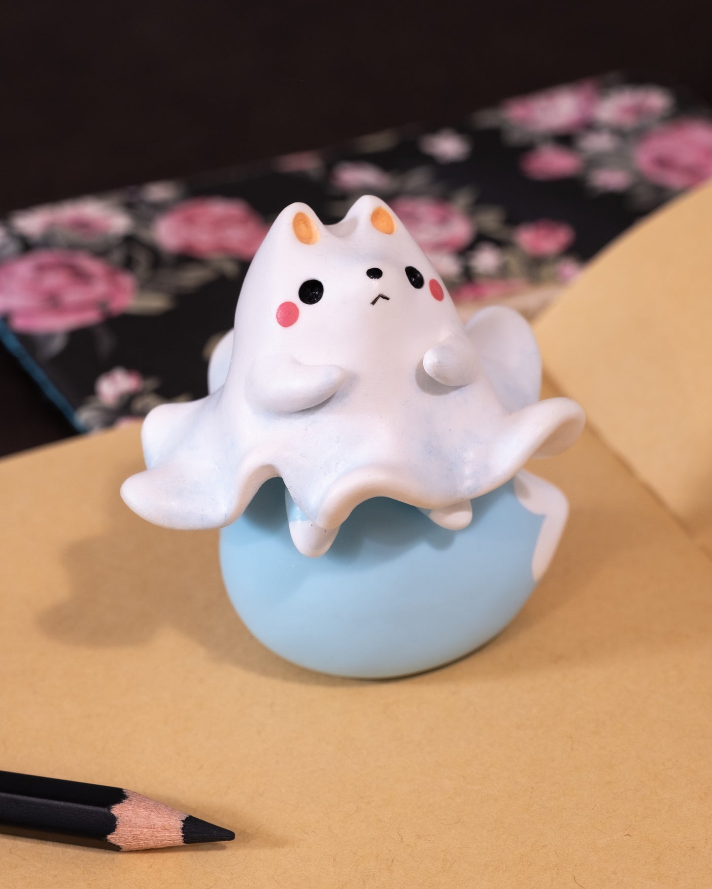 Fox Ghost Figurine in Polymer Clay