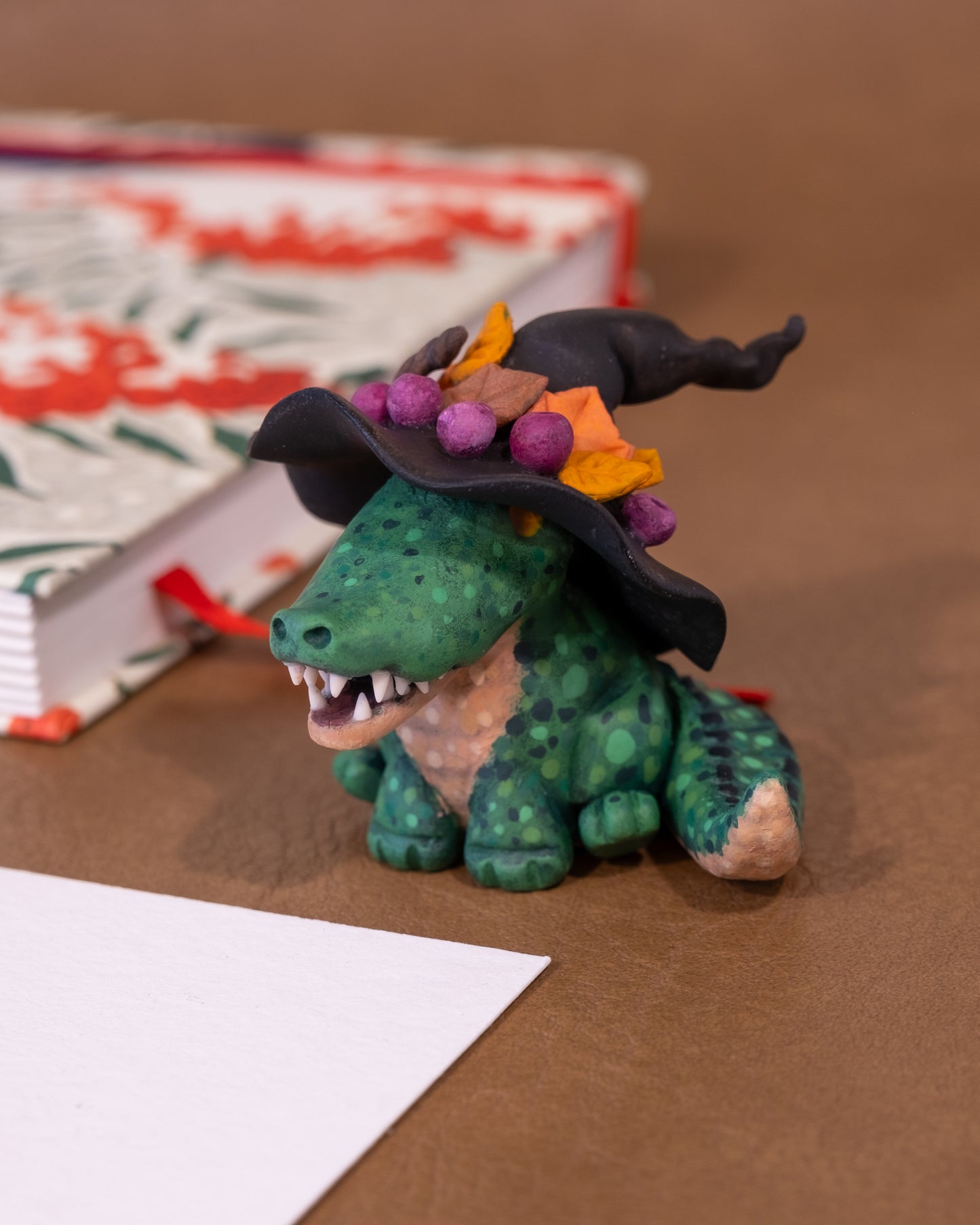 Witch Crocodile Figurine in Polymer Clay