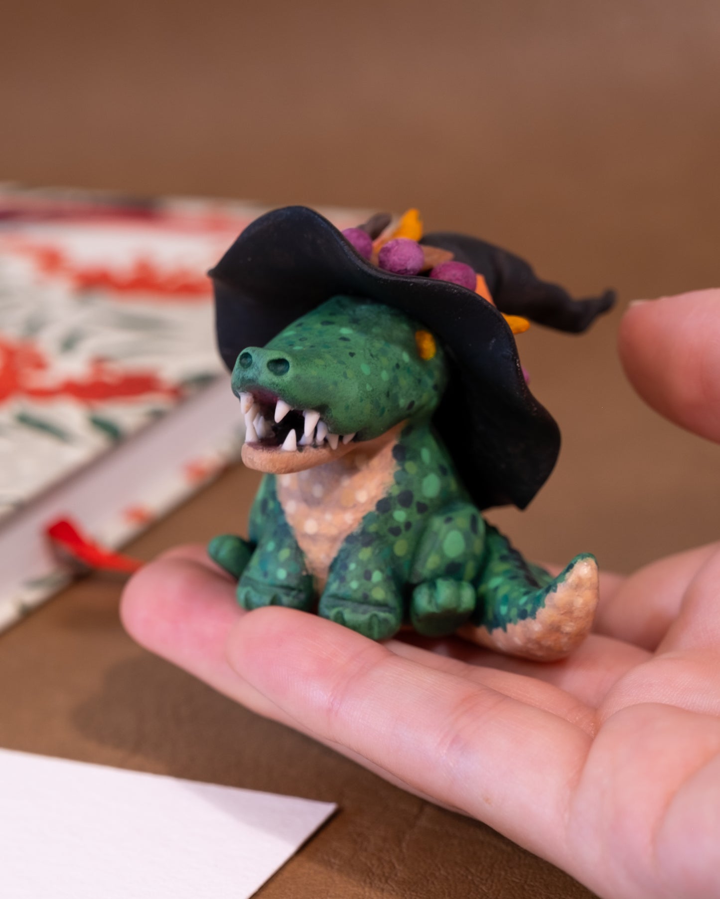 Witch Crocodile Figurine in Polymer Clay