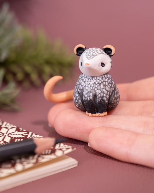 Opossum Figurine in Polymer Clay