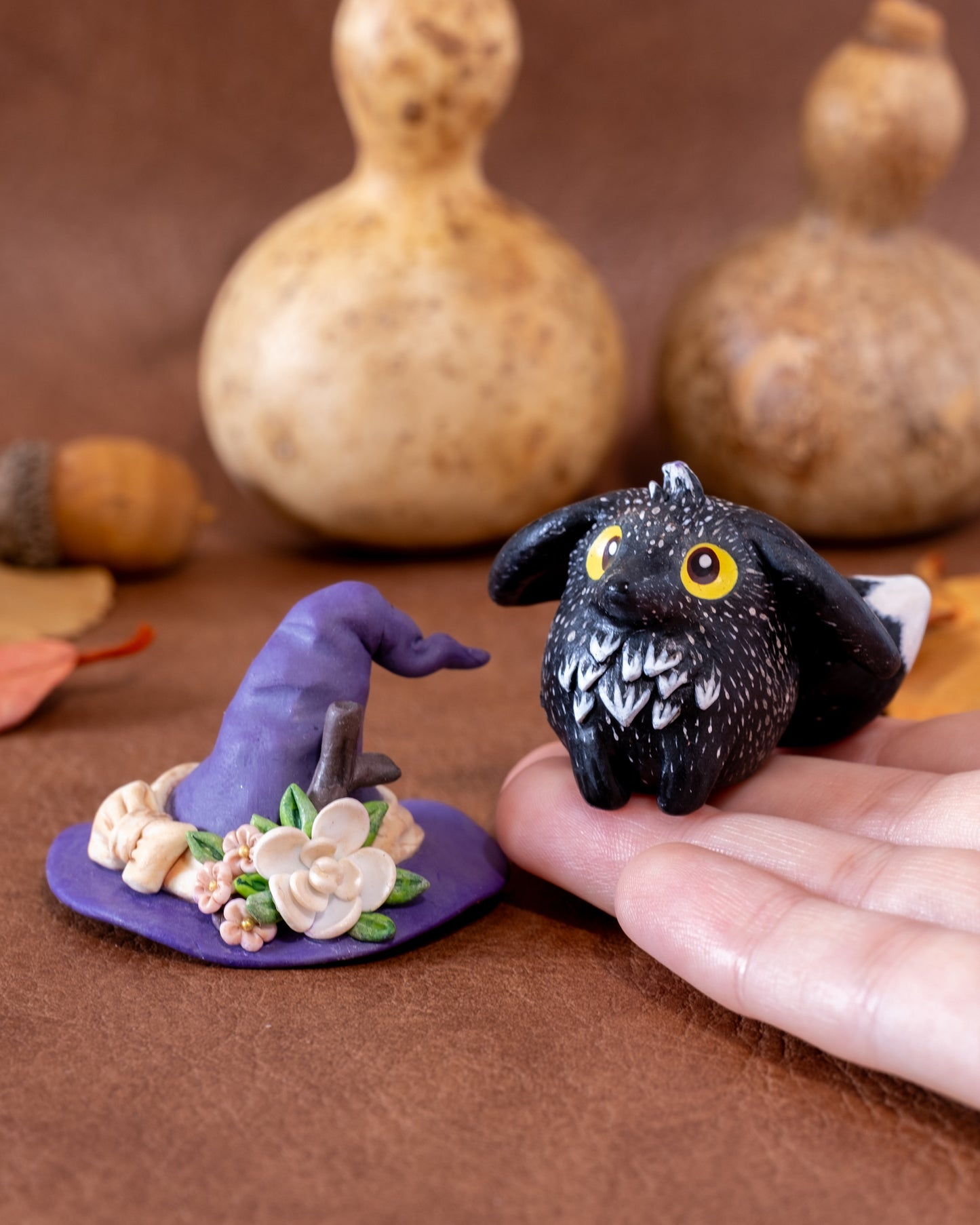 Witch Silver Fox Figurine in Polymer Clay