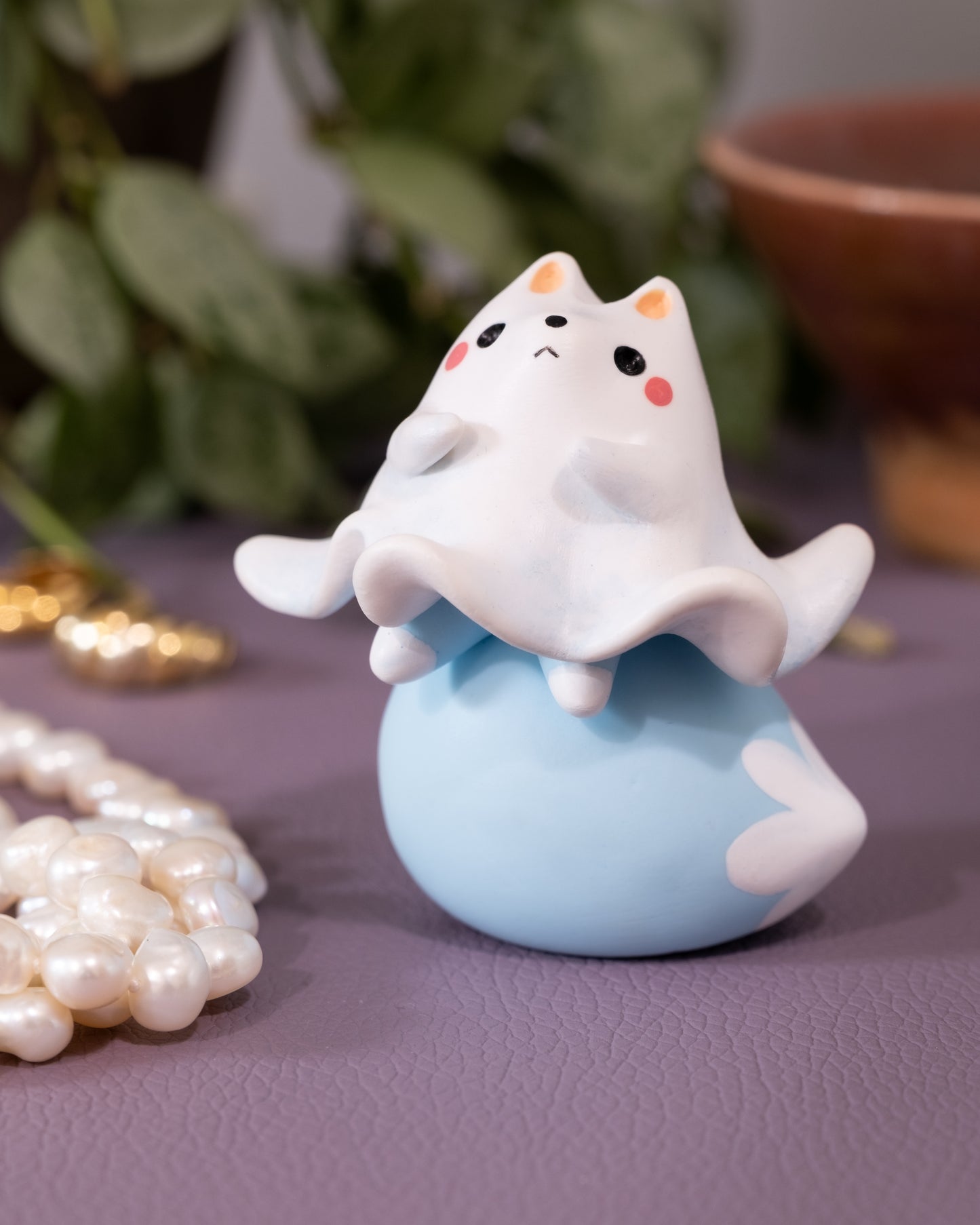 Fox Ghost Figurine in Polymer Clay