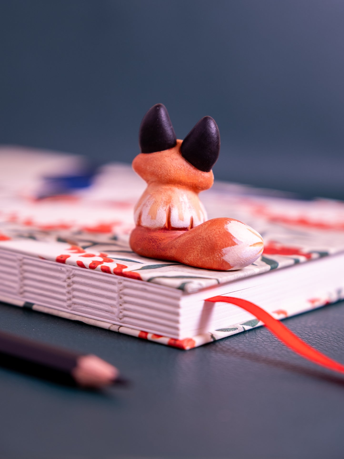 Orange Fox Figurine in Polymer Clay