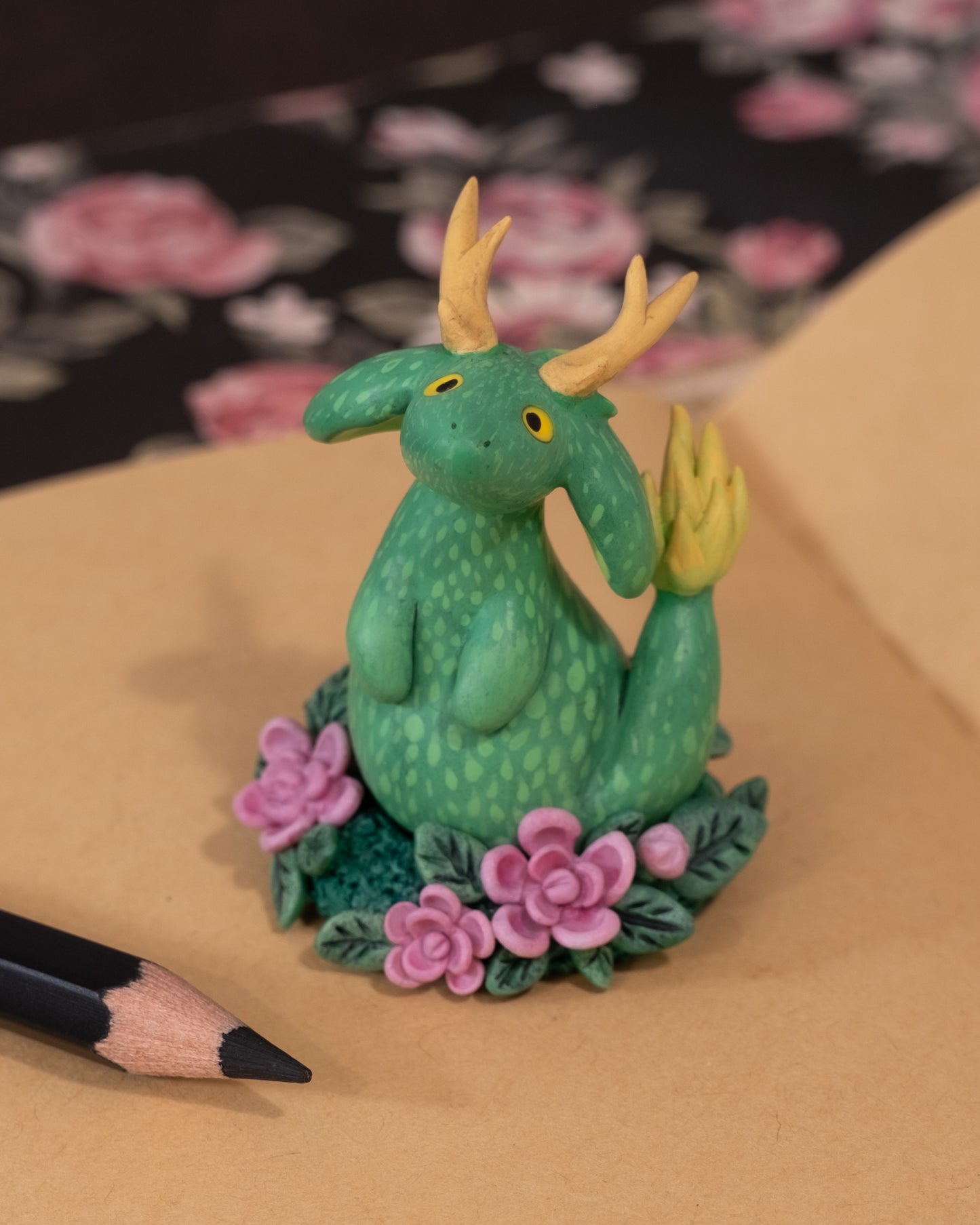 Green Dragon Figurine in Polymer Clay (3)