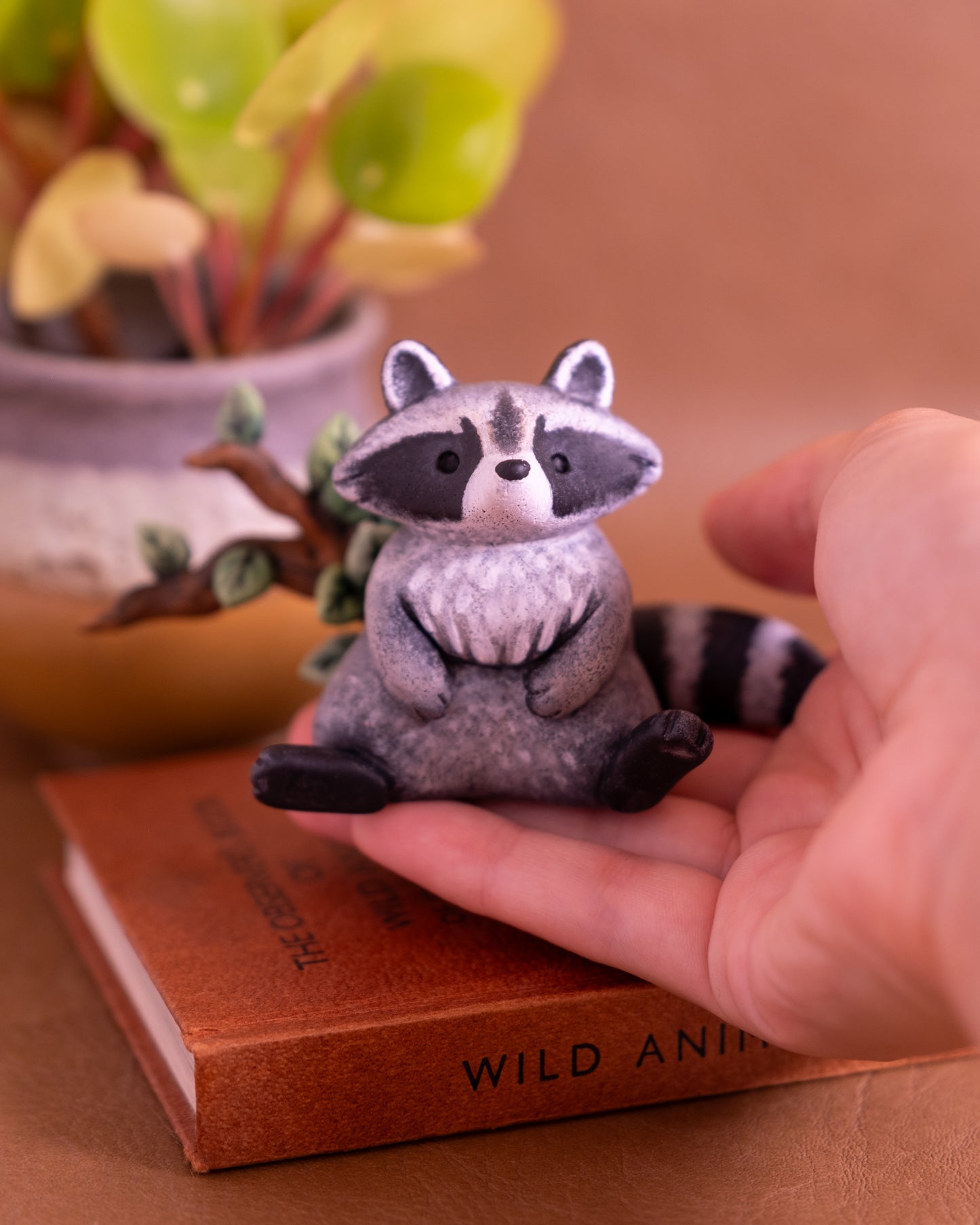 Raccoon Figurine in Polymer Clay