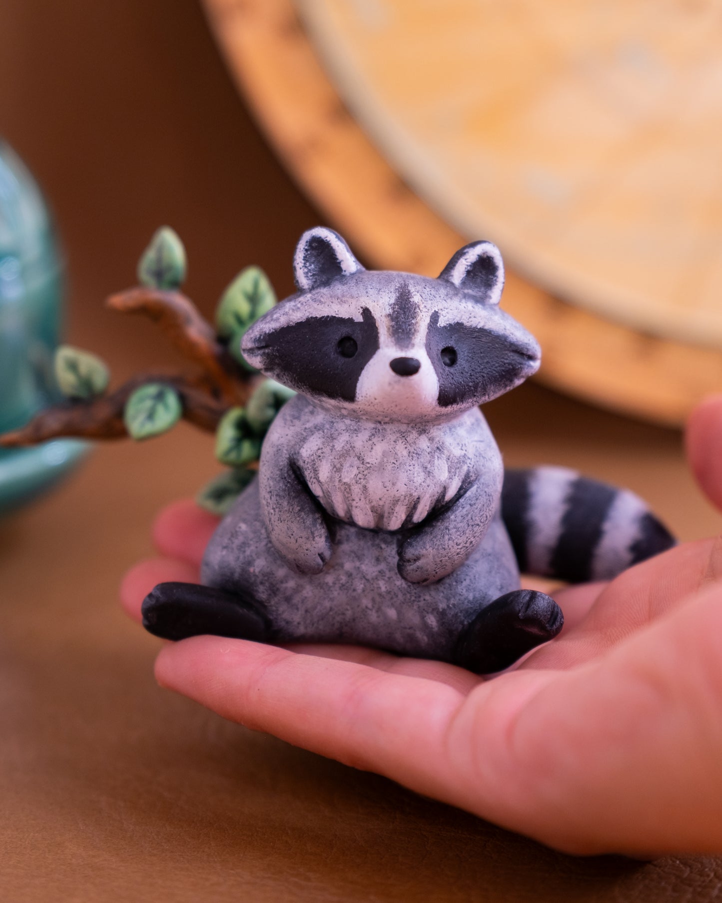Raccoon Figurine in Polymer Clay